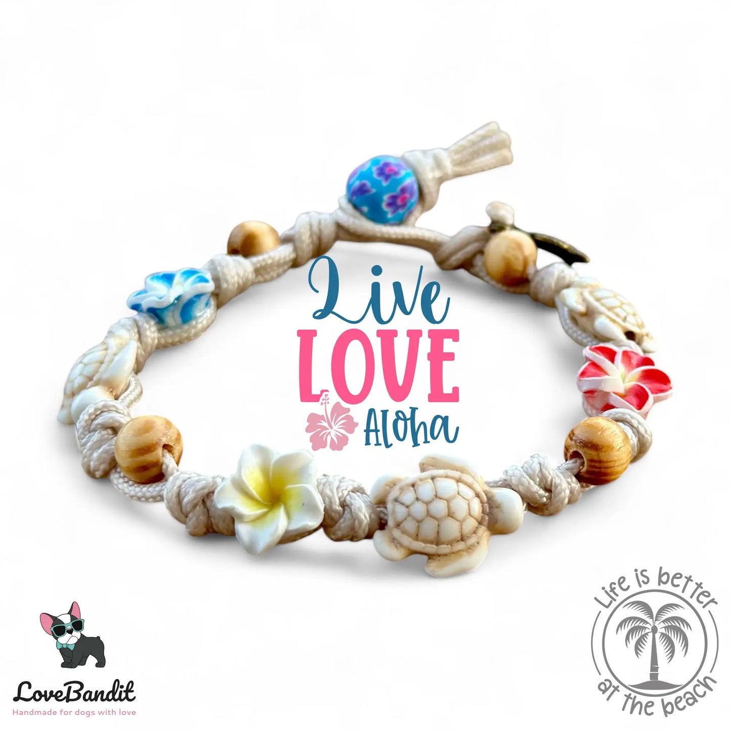 EM-Keramik Armband Hawaiiblumen Schildkröten - LoveBandit