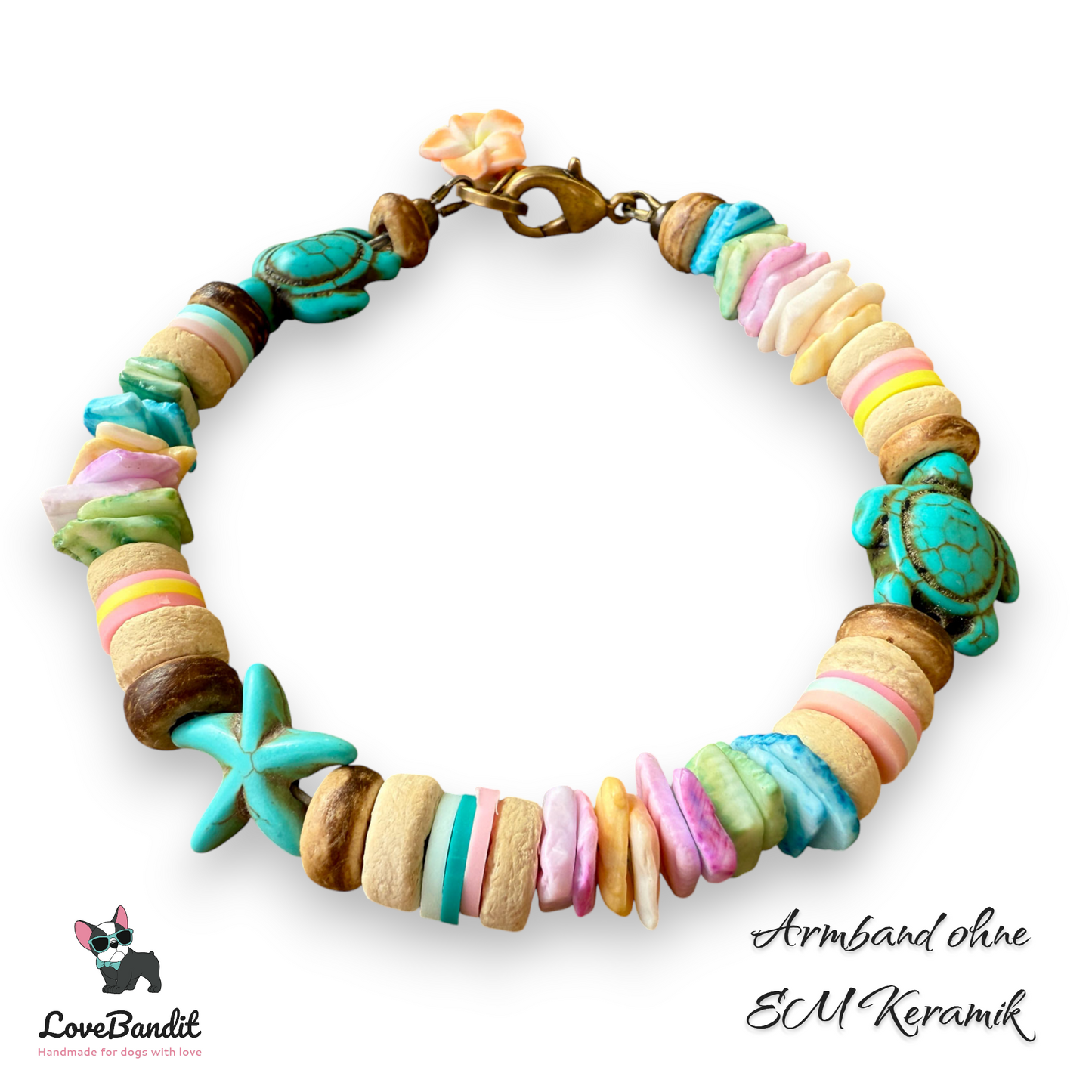 EM Keramik Halsband Muschel pastellbunt LoveBandit
