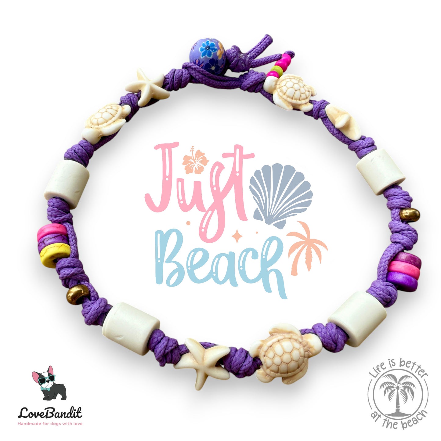 EM-Keramik Halsband "Lila Love" Schildkröten & Seesterne-LoveBandit