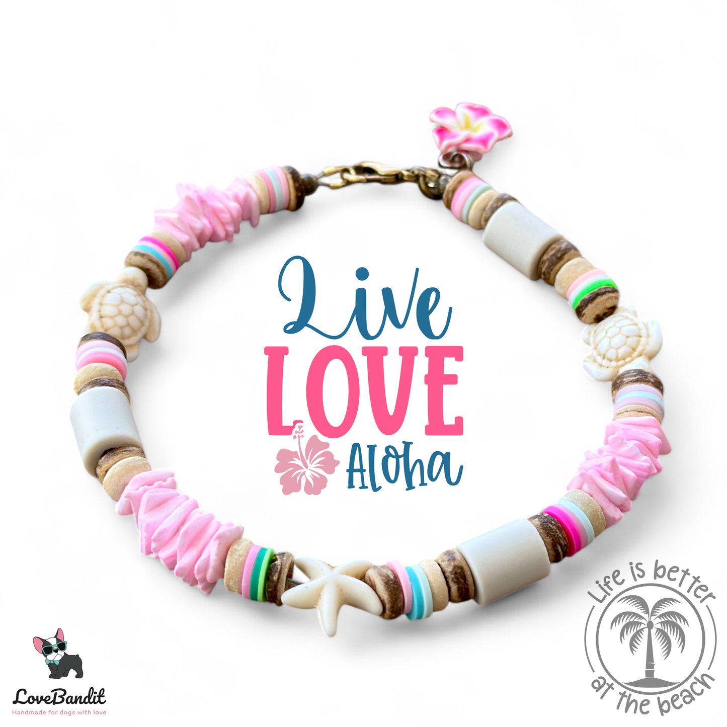 EM-Keramik Halsband Muschel rosa - LoveBandit