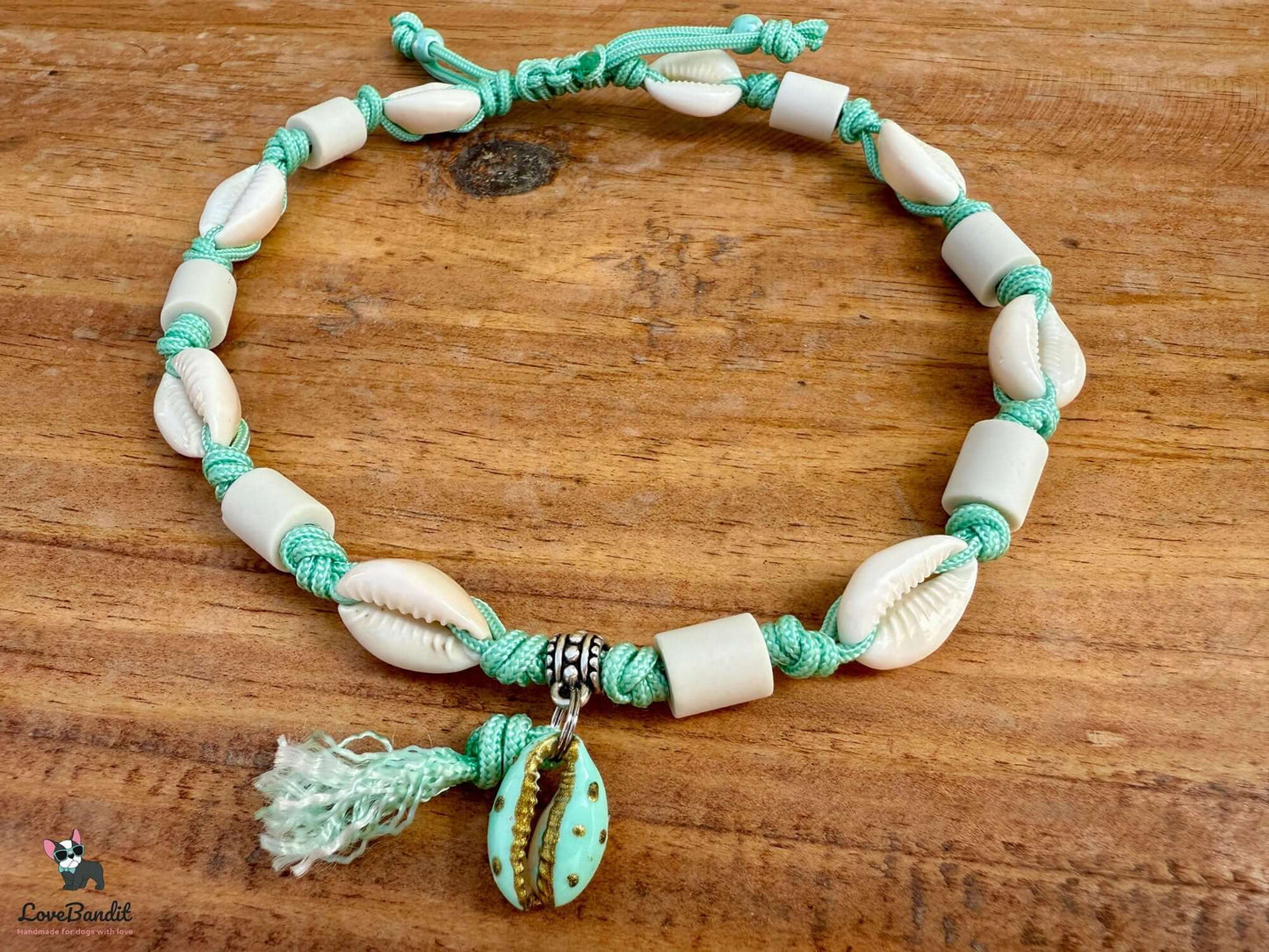 EM-Keramik Halsband Muscheln verstellbar mit Anhänger LoveBandit