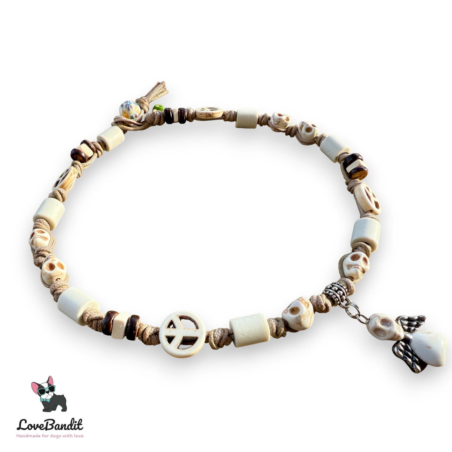 EM-Keramik Halsband Zeckenhalsband Totenköpfe Peace Lovebandit