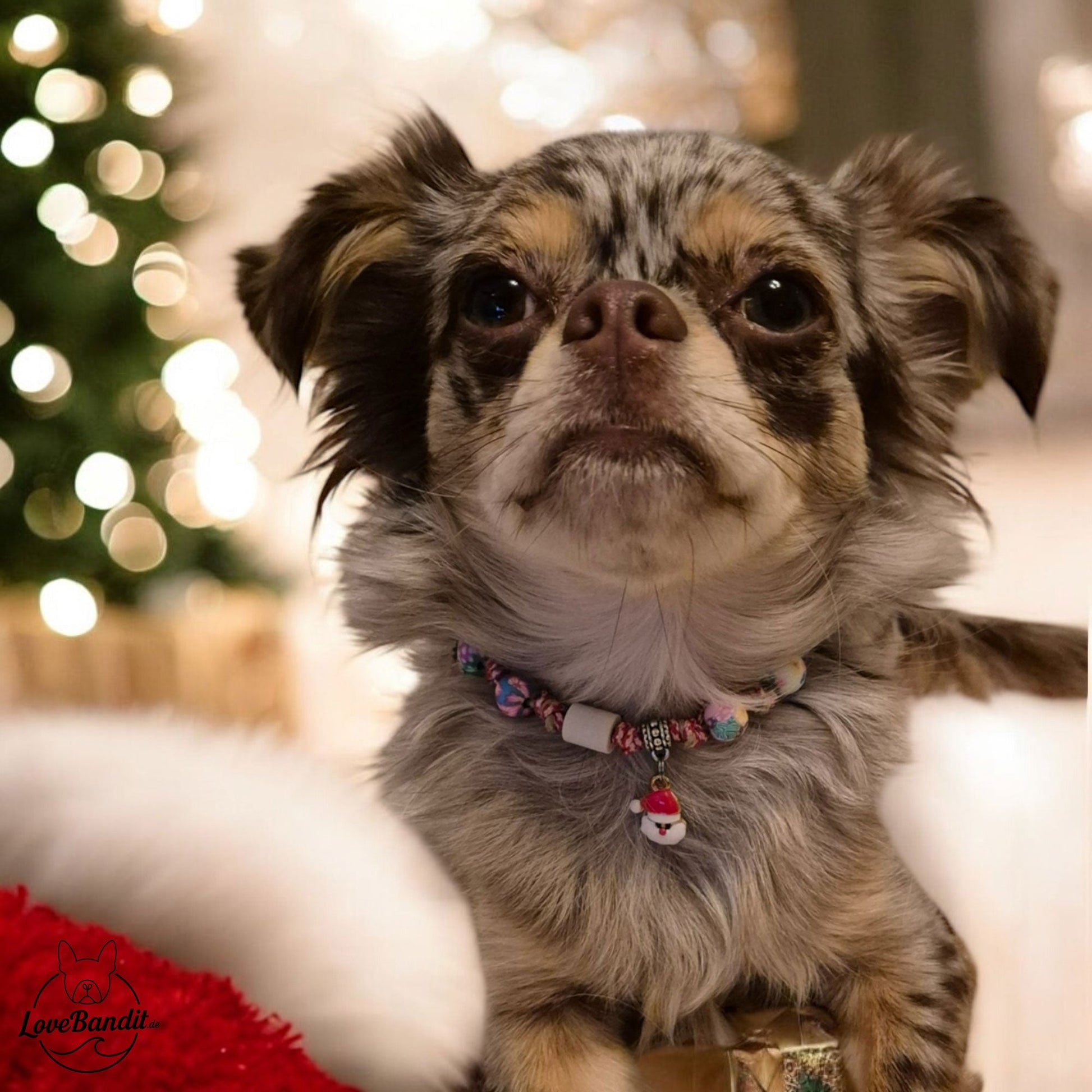 EM-Keramik Halsband Zeckenhalsband Weihnachten "X-Mas" Perlen Weihnachtsanhänger Lovebandit