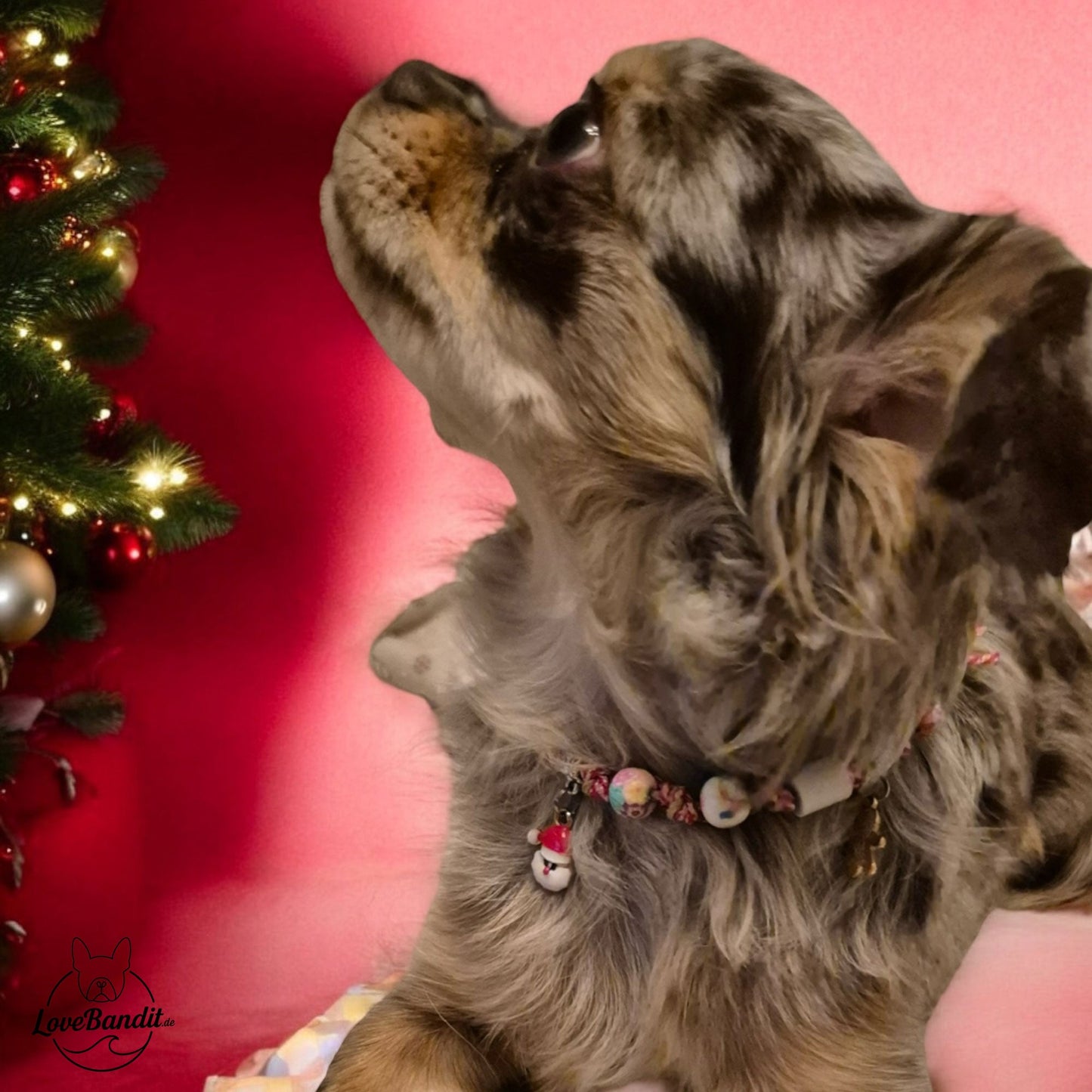EM-Keramik Halsband Zeckenhalsband Weihnachten "X-Mas" Perlen Weihnachtsanhänger Lovebandit