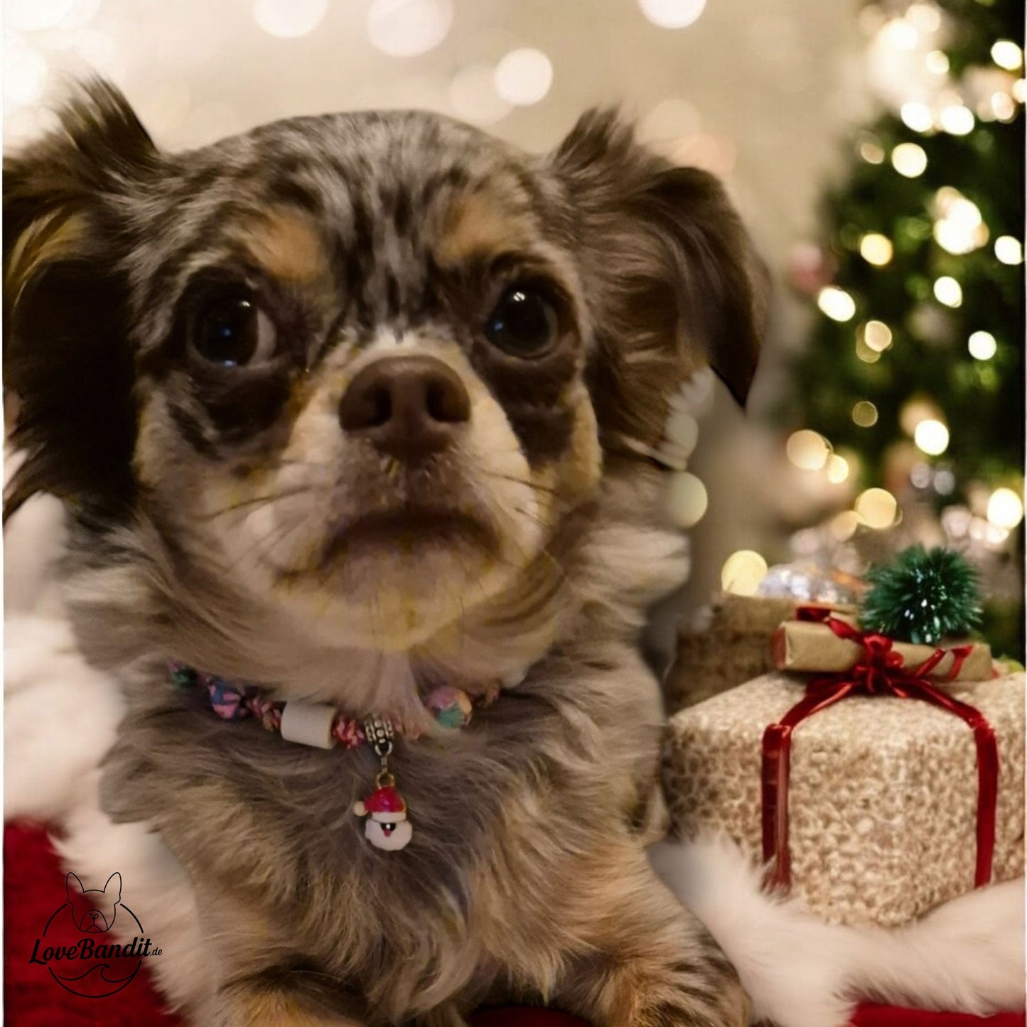 EM-Keramik Halsband Zeckenhalsband Weihnachten "X-Mas" Perlen Weihnachtsanhänger Lovebandit