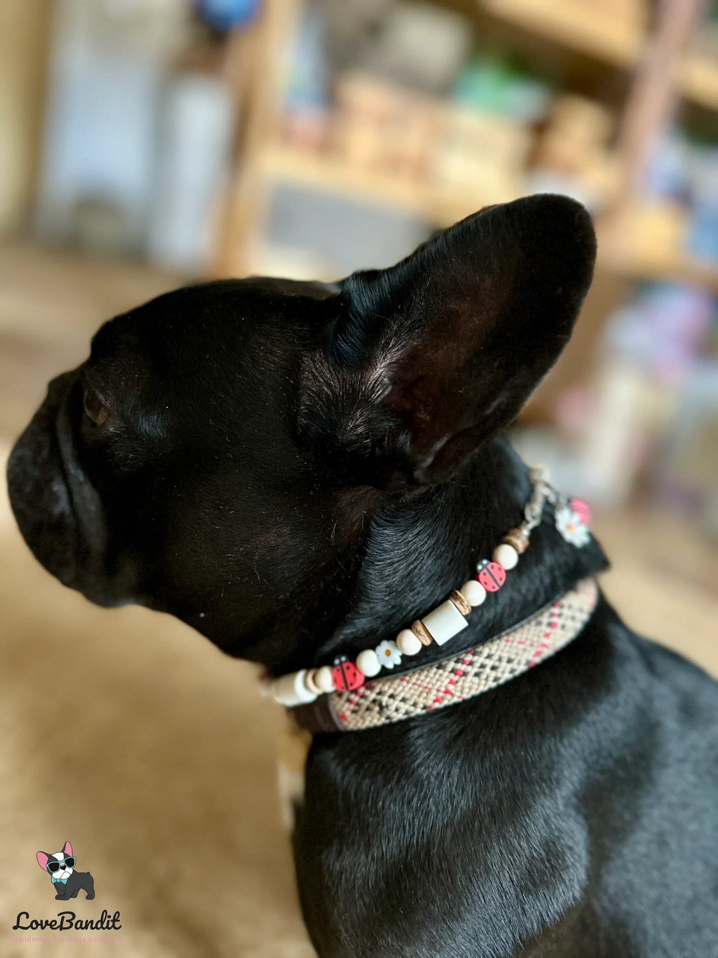 EM-Keramik Halsband Zeckenhalsband Gänseblümchen gelb weiß - LoveBandit