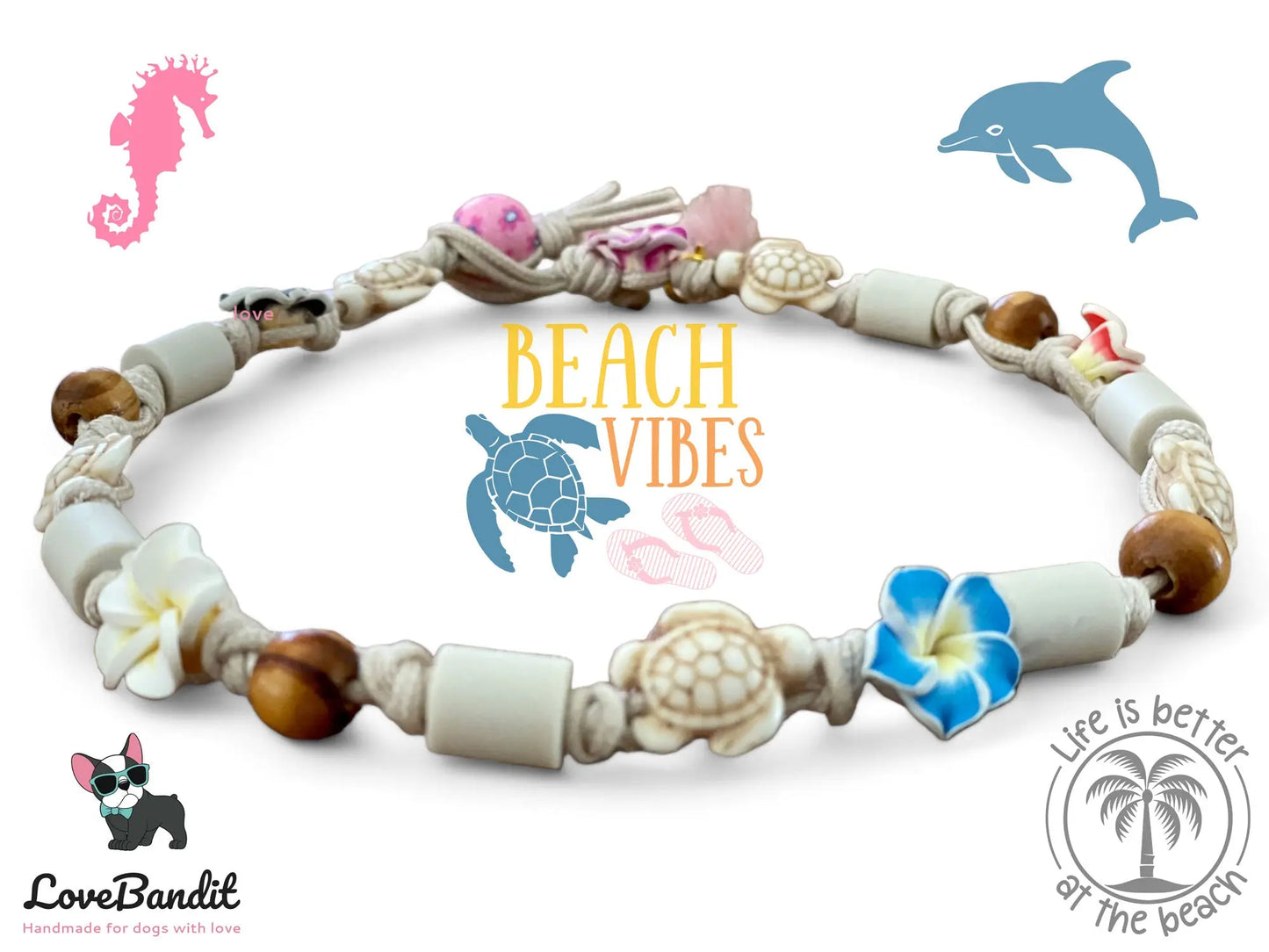 EM-Keramik Halsband bunte Hawaiiblumen - LoveBandit