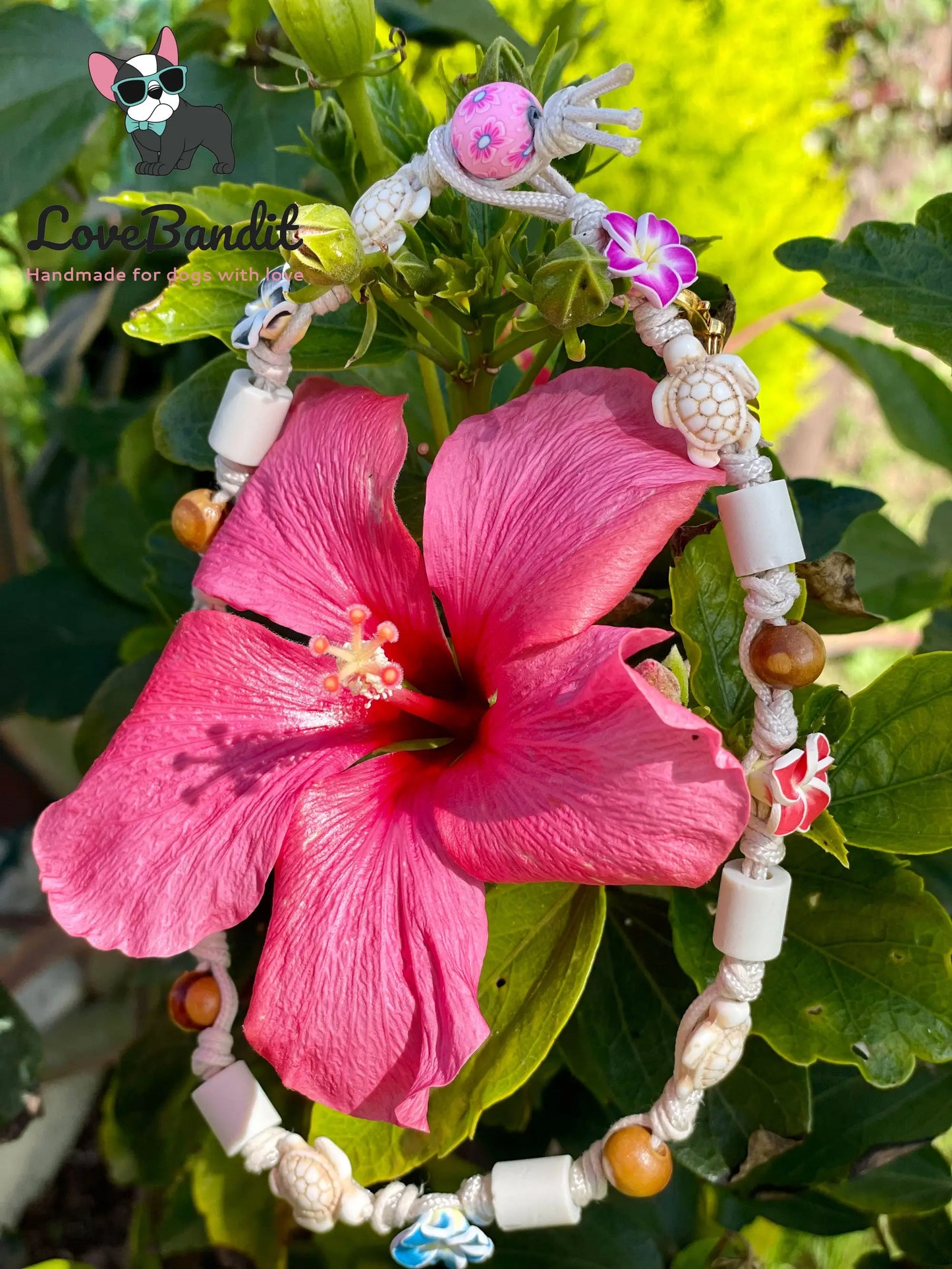 EM-Keramik Halsband bunte Hawaiiblumen - LoveBandit