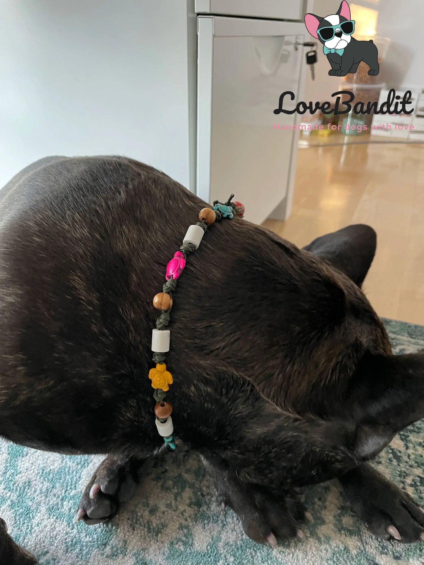 EM-Keramik Halsband bunte Schildkröten Holzperlen - LoveBandit