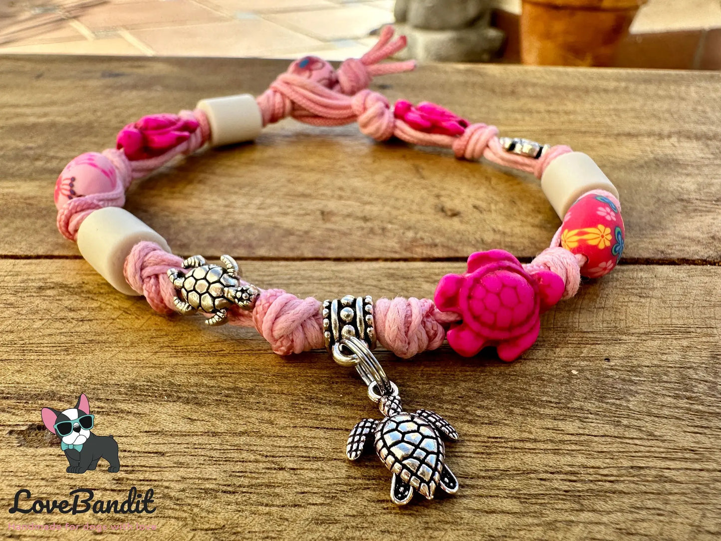 EM-Keramik Halsband Zeckenhalsband Schildkröten Pink - LoveBandit