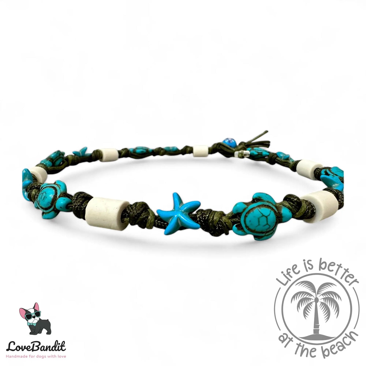 EM-Keramik Halsband Schildkröten Seesterne Türkis - LoveBandit