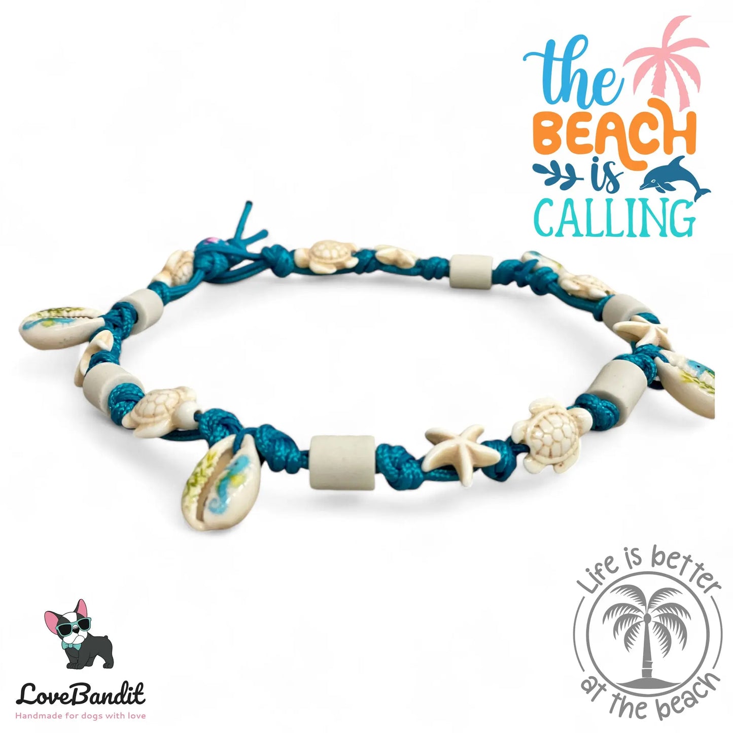 EM-Keramik Halsband Zeckenhalsband Seepferdchen Muscheln - LoveBandit