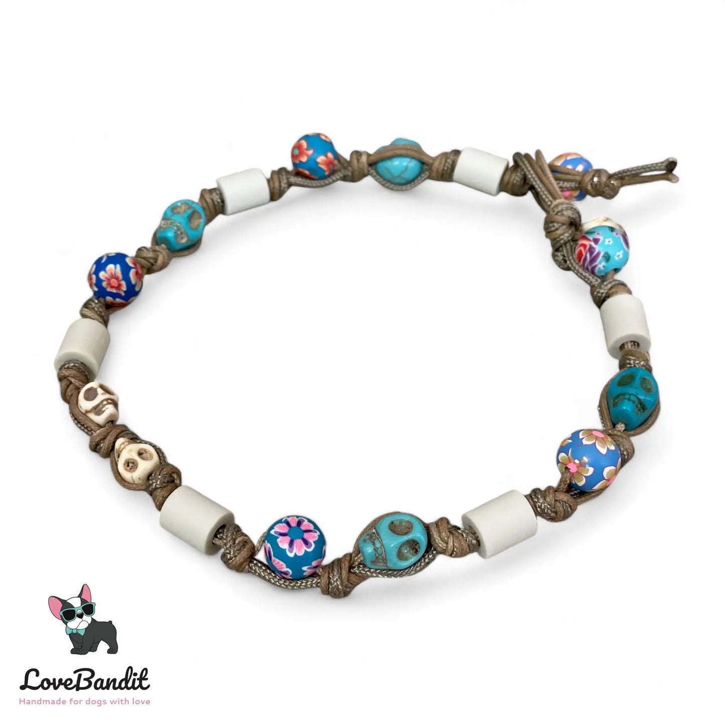 EM-Keramik Halsband Zeckenhalsband Totenköpfe Perlen - LoveBandit