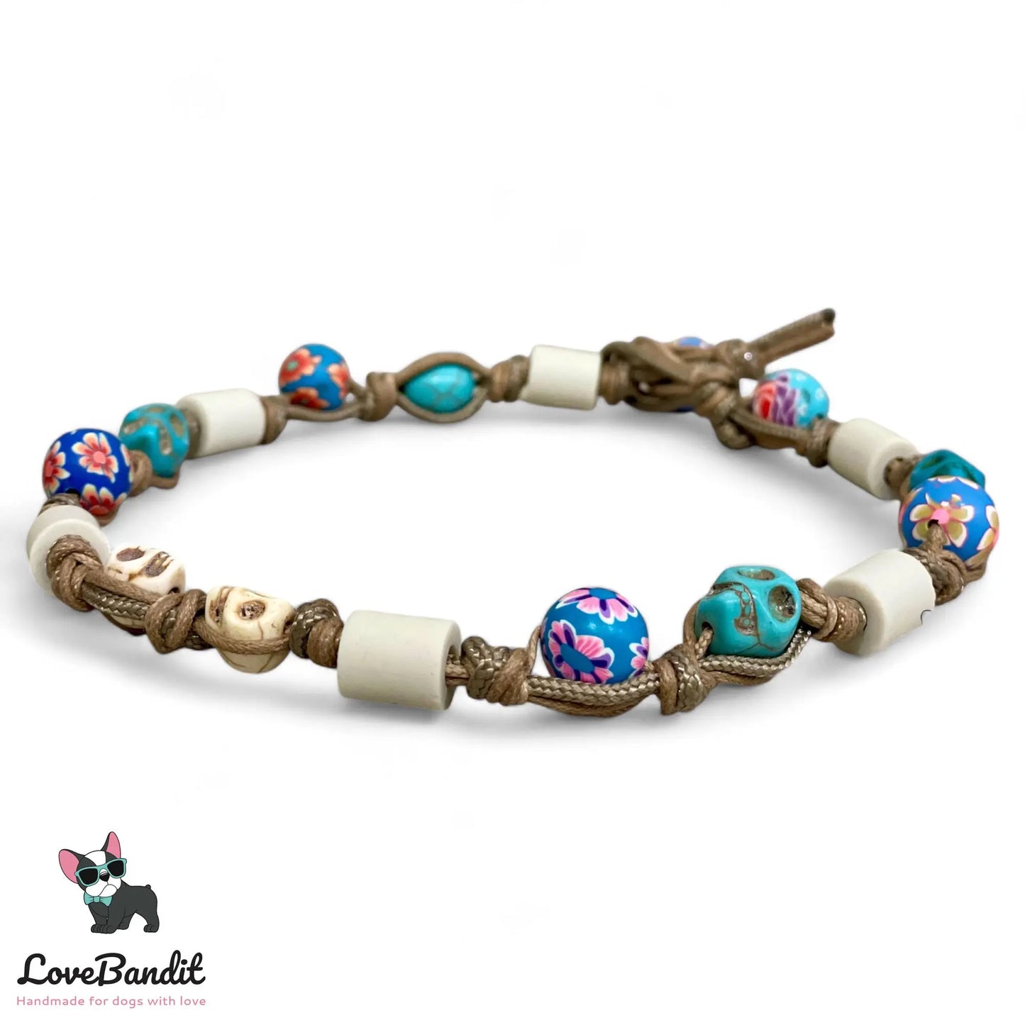 EM-Keramik Halsband Zeckenhalsband Totenköpfe Perlen - LoveBandit