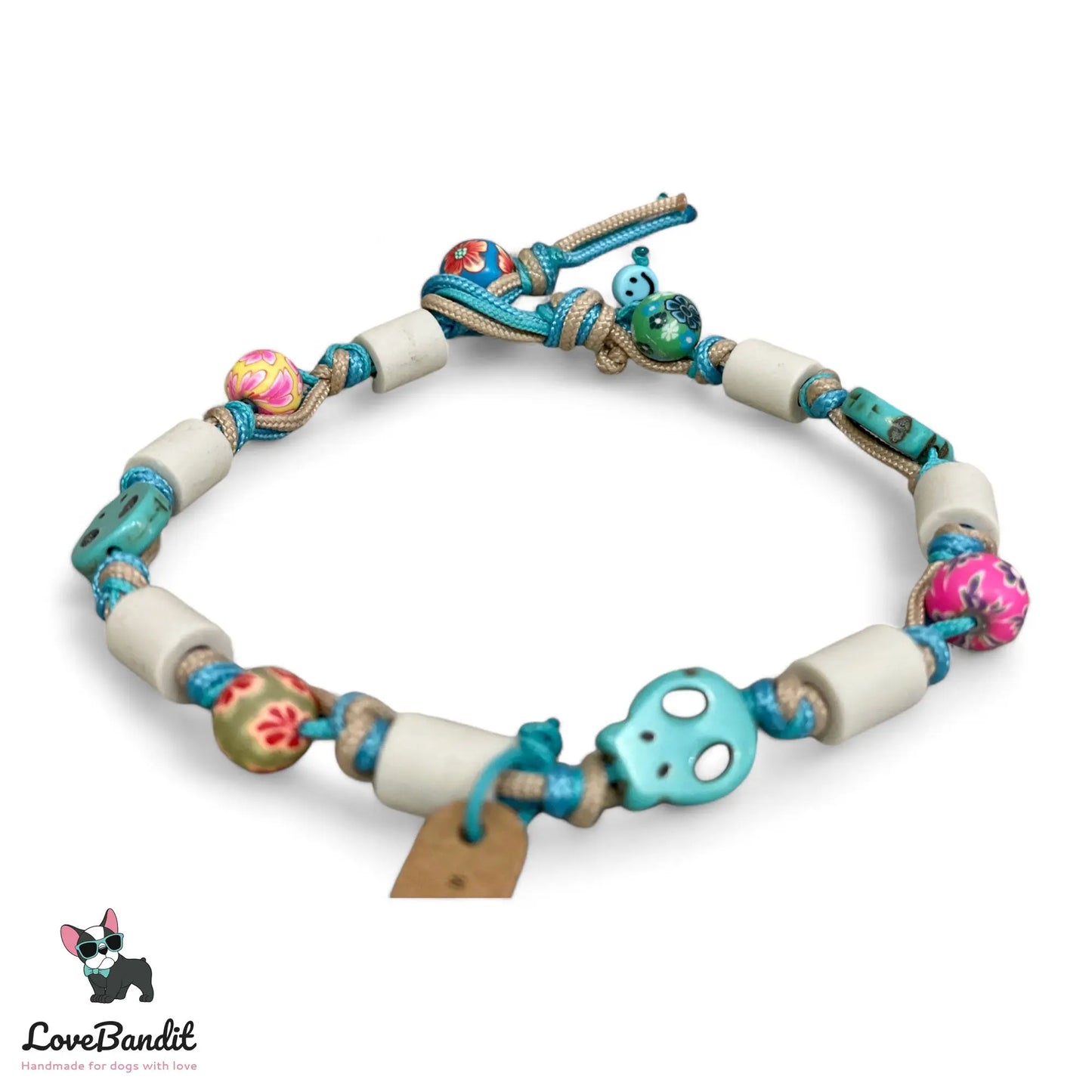 EM-Keramik Halsband Zeckenhalsband Sugar Skulls Türkis - LoveBandit