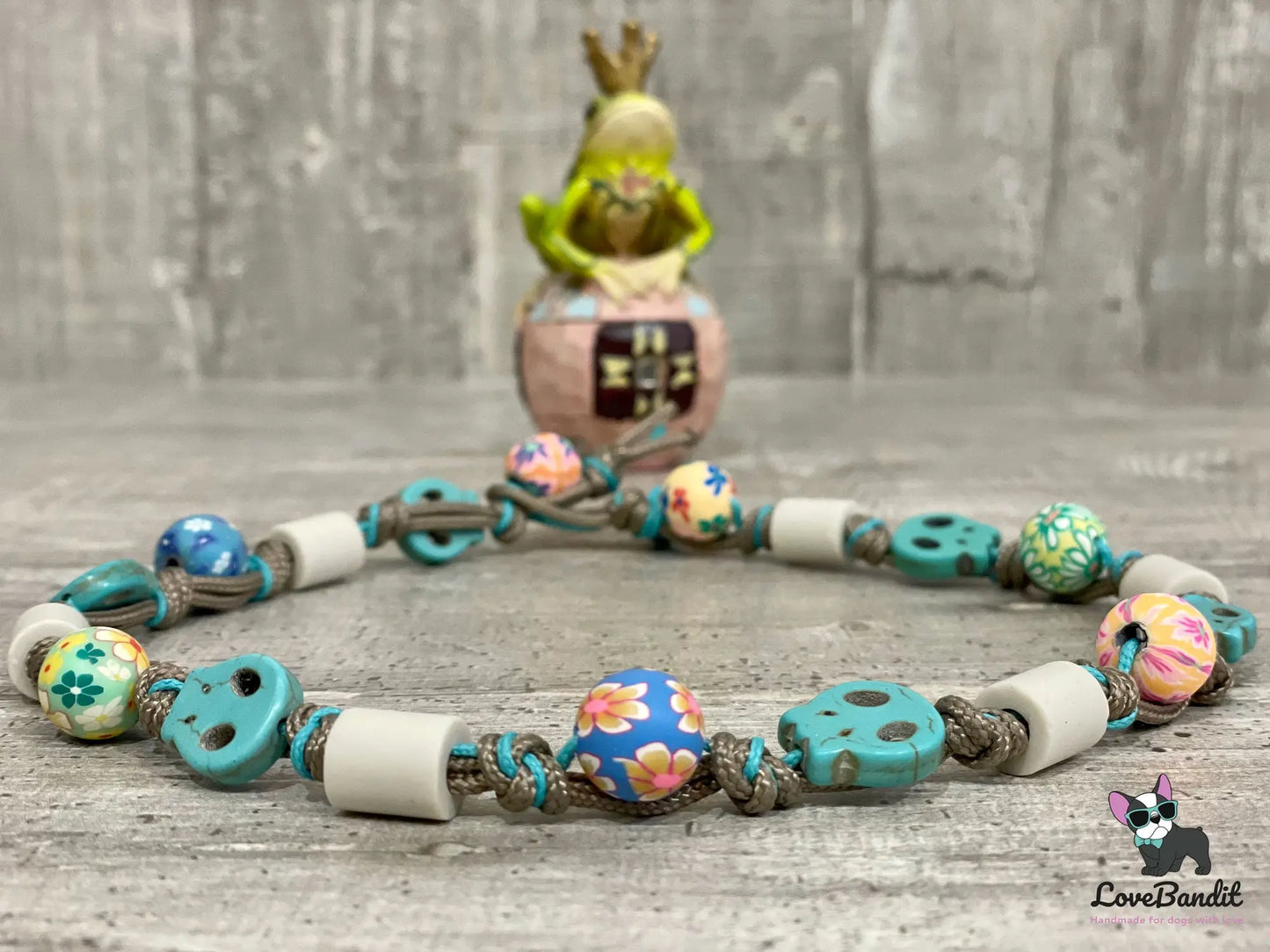 EM-Keramik Halsband Zeckenhalsband Sugar Skulls Türkis - LoveBandit