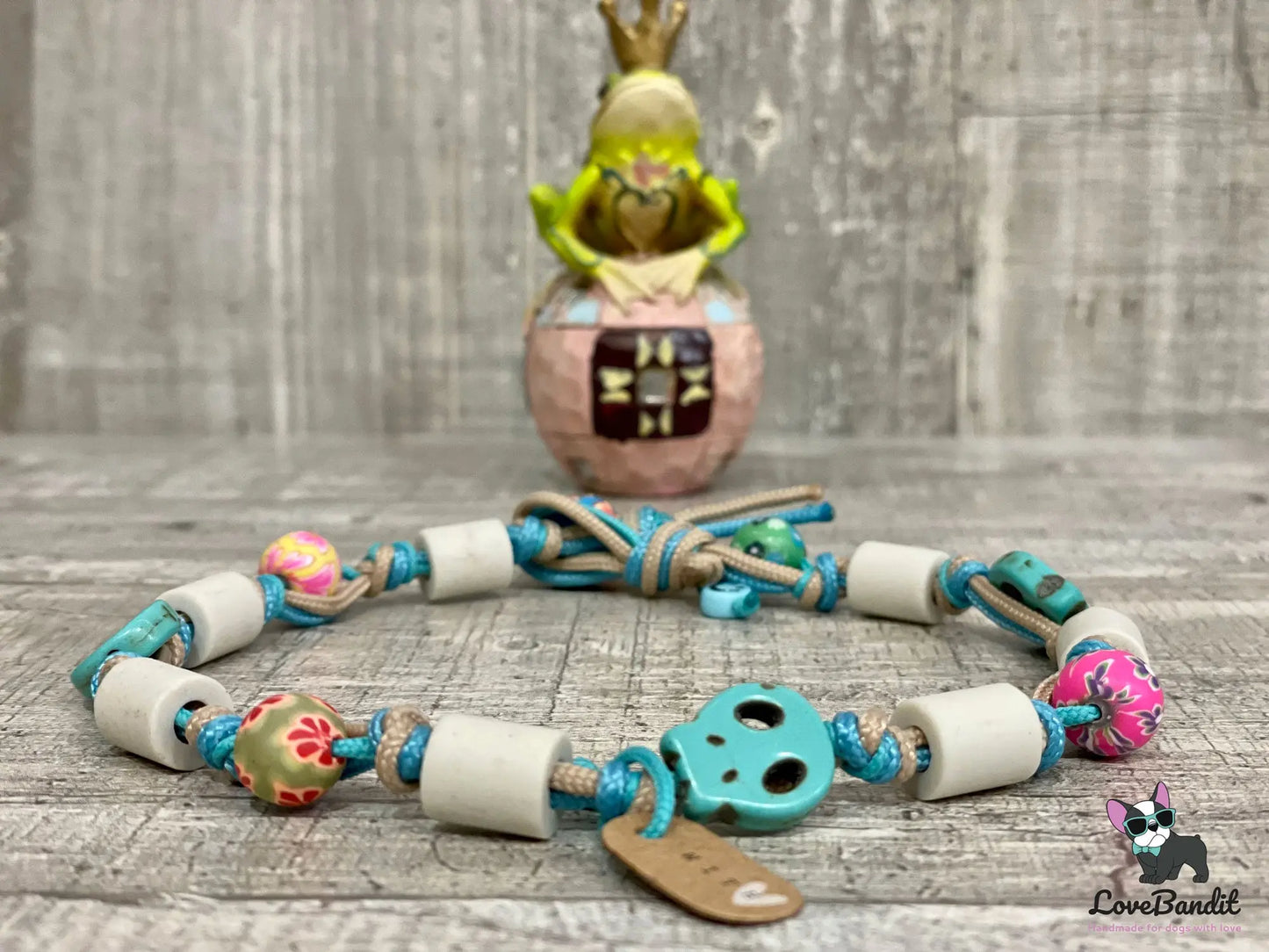 EM-Keramik Halsband Zeckenhalsband Sugar Skulls Türkis - LoveBandit