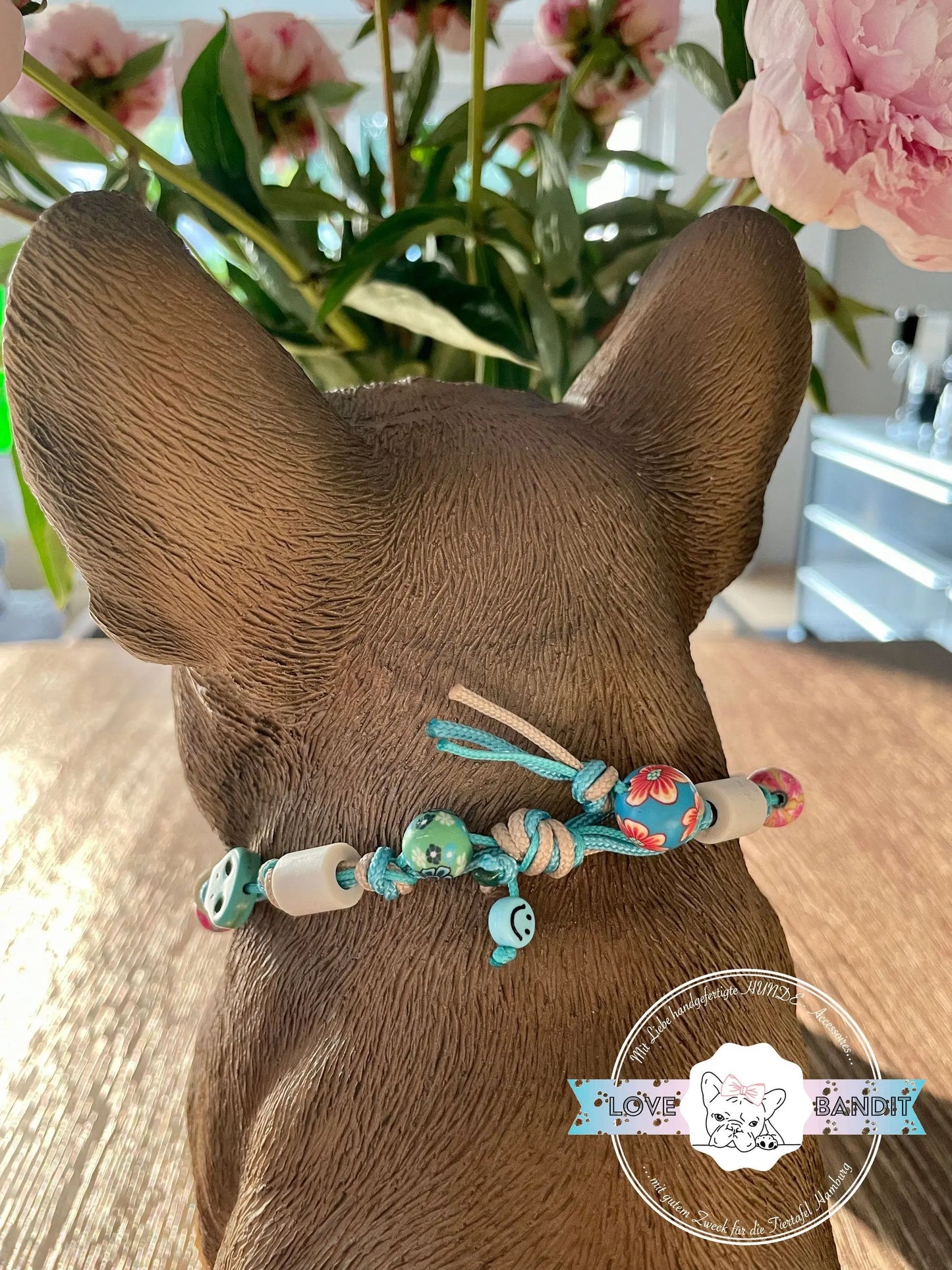 EM-Keramik Halsband Zeckenhalsband Sugar Skulls Türkis - LoveBandit
