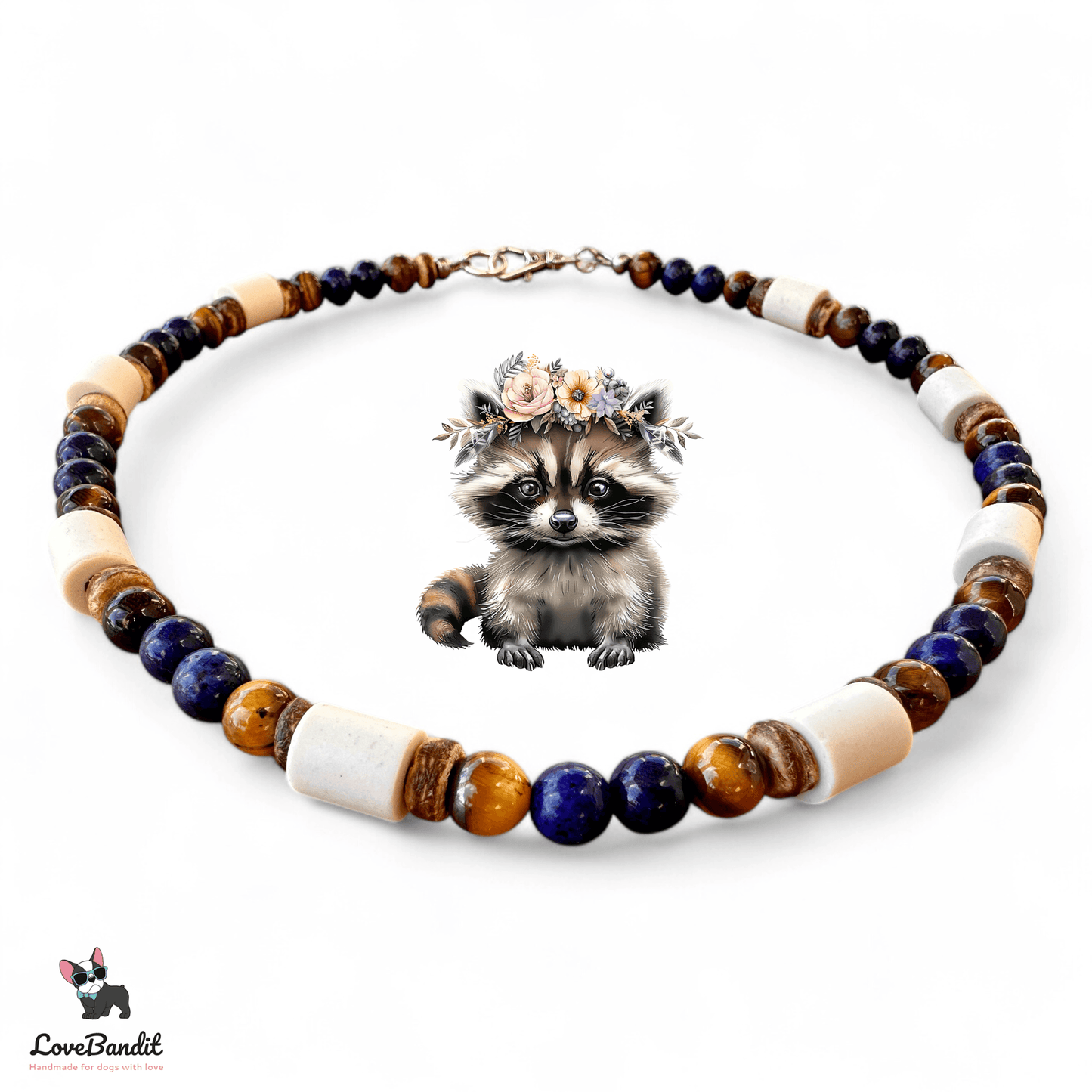 EM Keramik Heilstein Halsband Lapislazuli Tigerauge - LoveBandit
