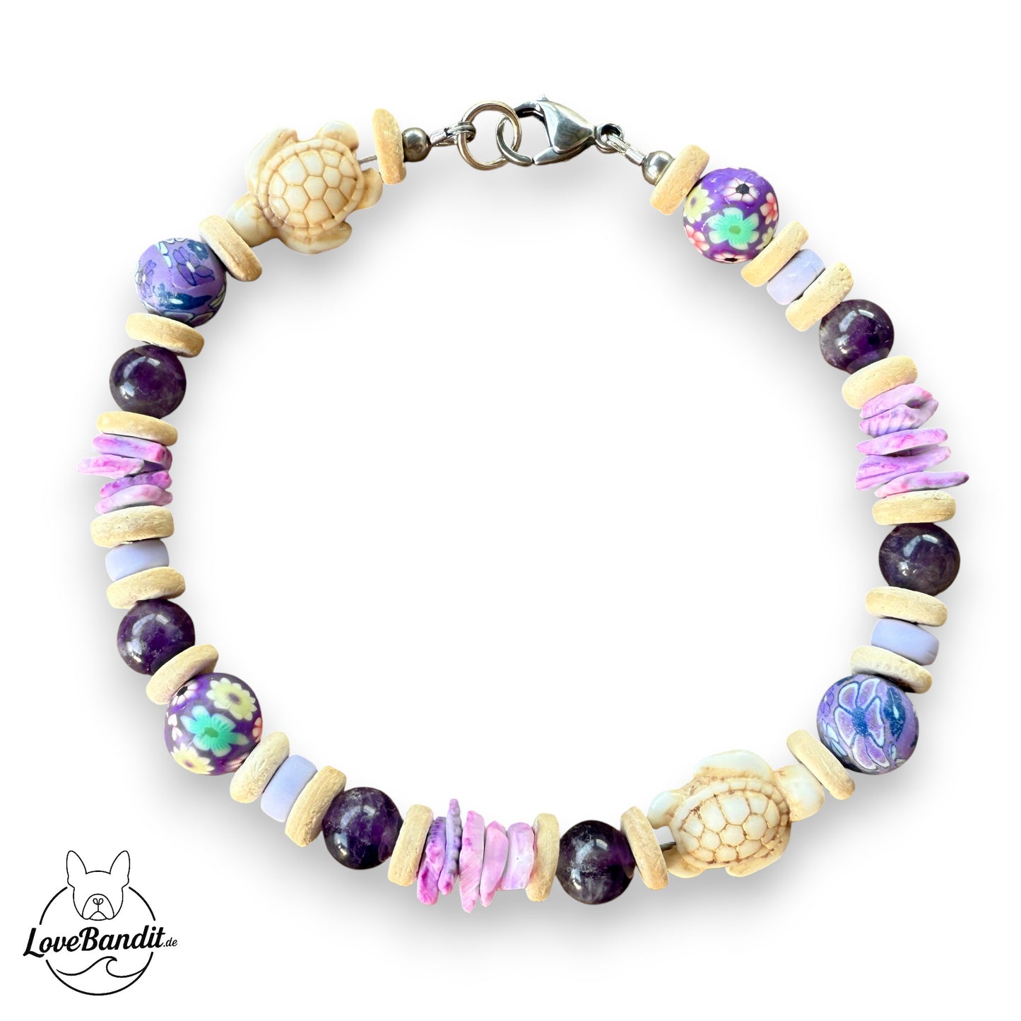 Heilstein Halsband Turtle Amethyst