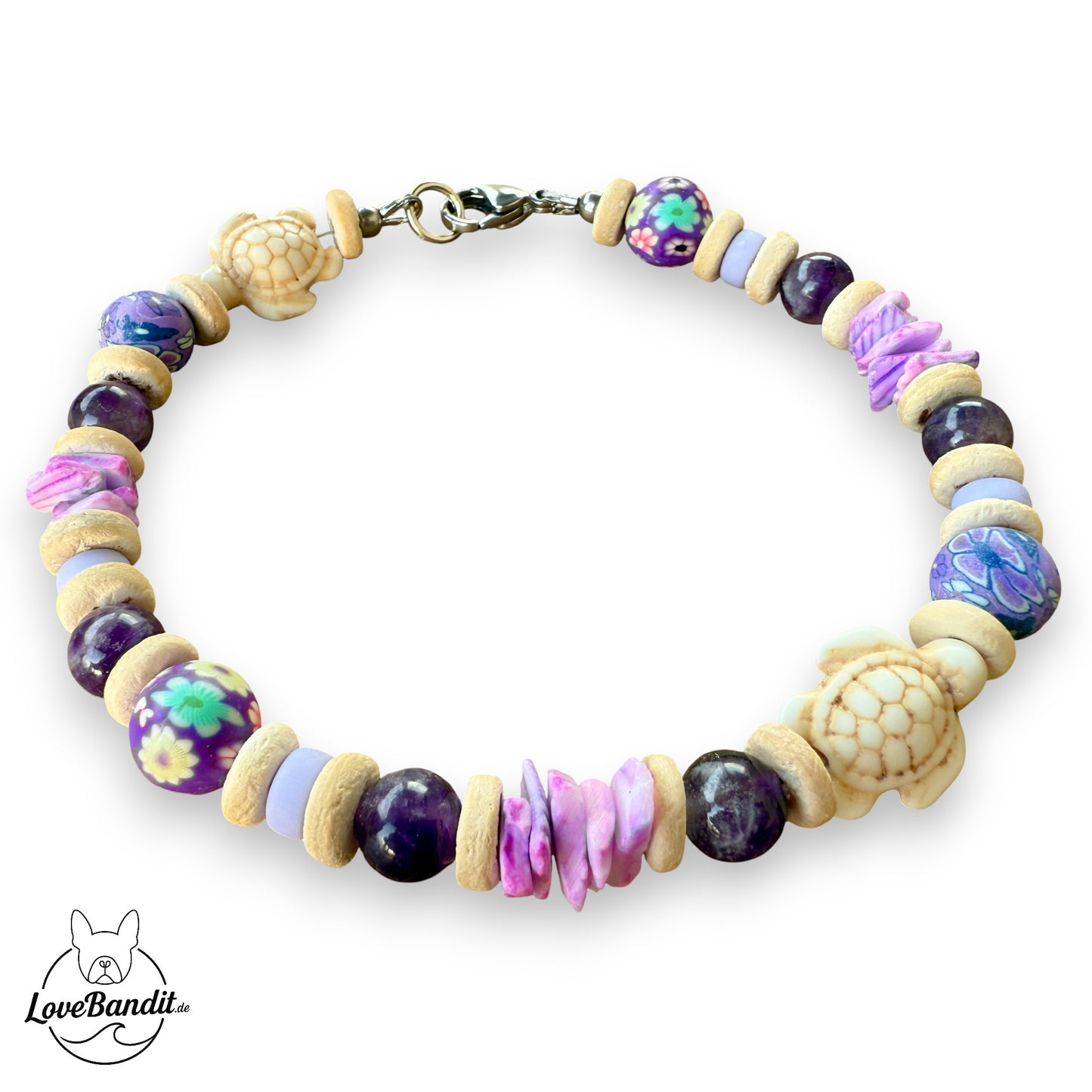 Heilstein Halsband Turtle Amethyst