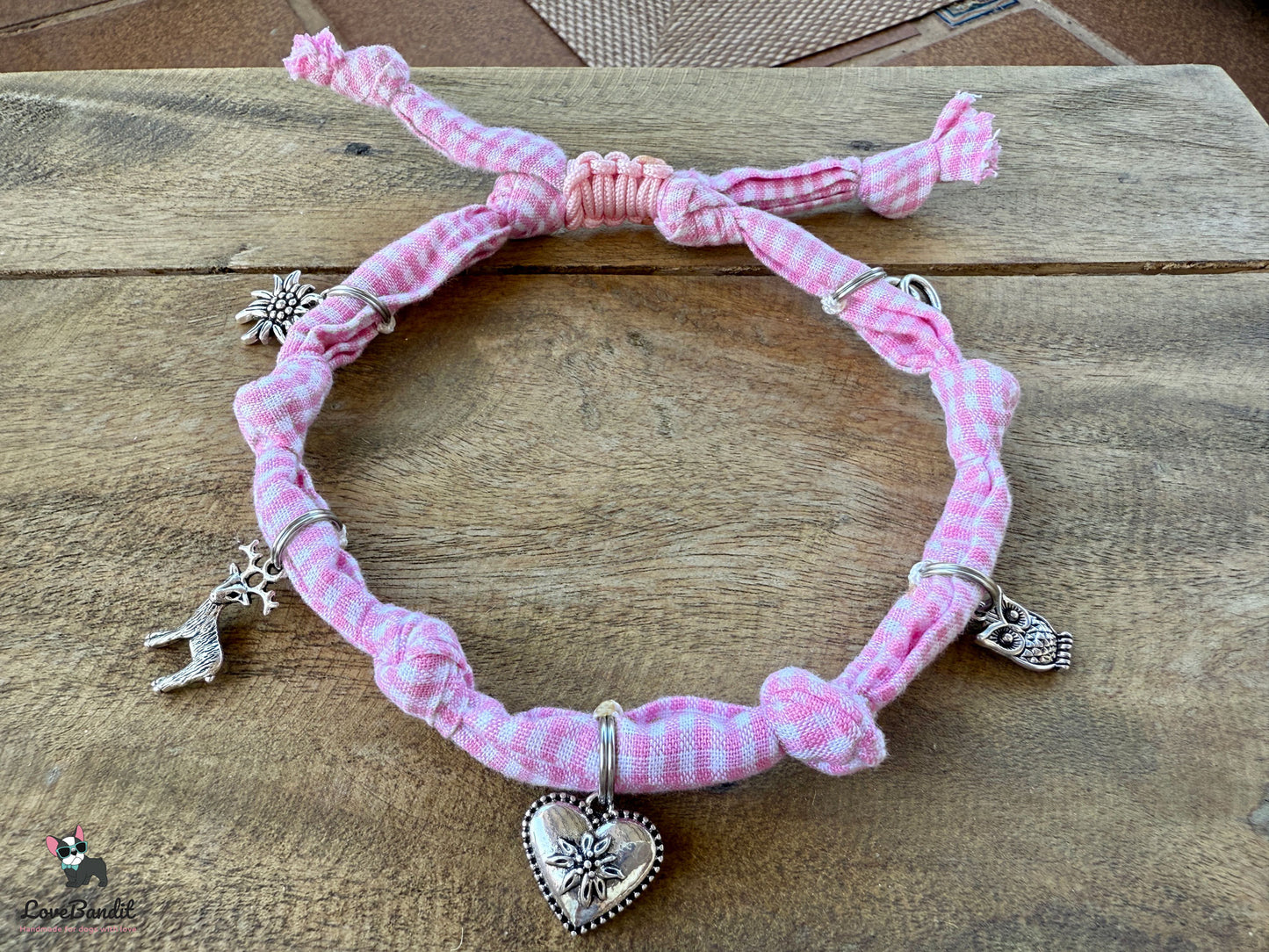 Schmuckkette für Hunde Wiesn Edition rosa Vichy-LoveBandit