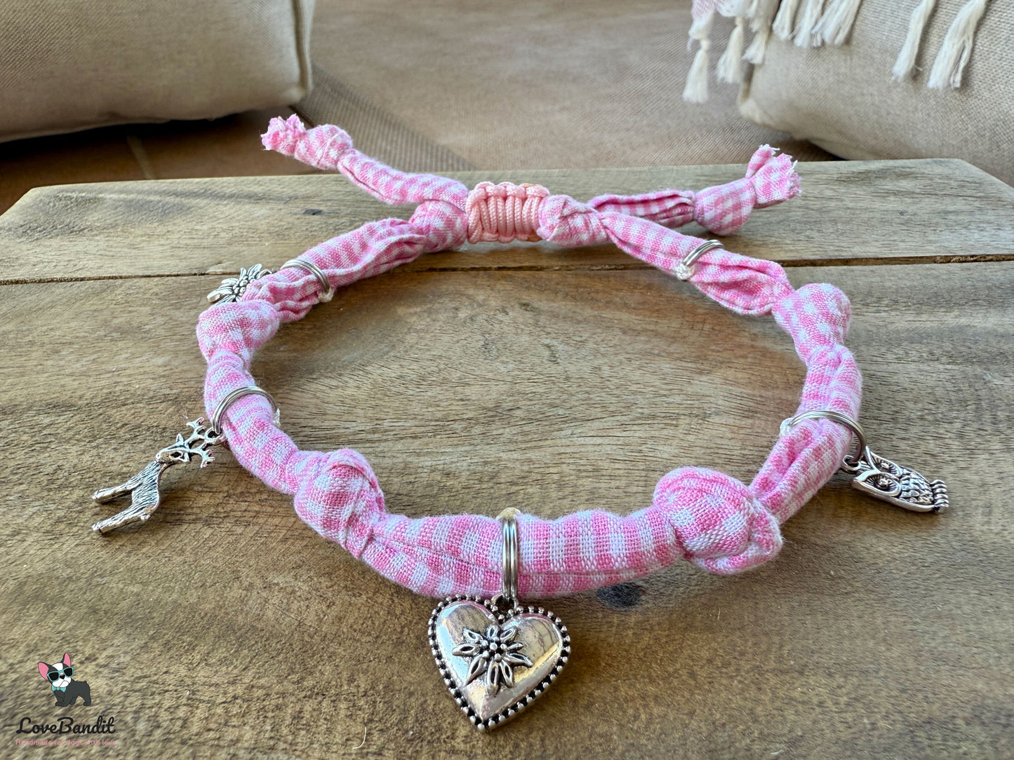Schmuckkette für Hunde Wiesn Edition rosa Vichy-LoveBandit