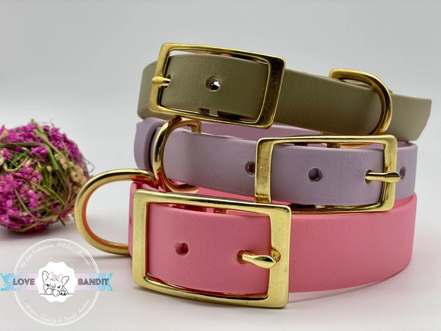 Hundehalsband "Heaven" Pastellfarben aus BioThane® mit Messing VEGAN - LoveBandit