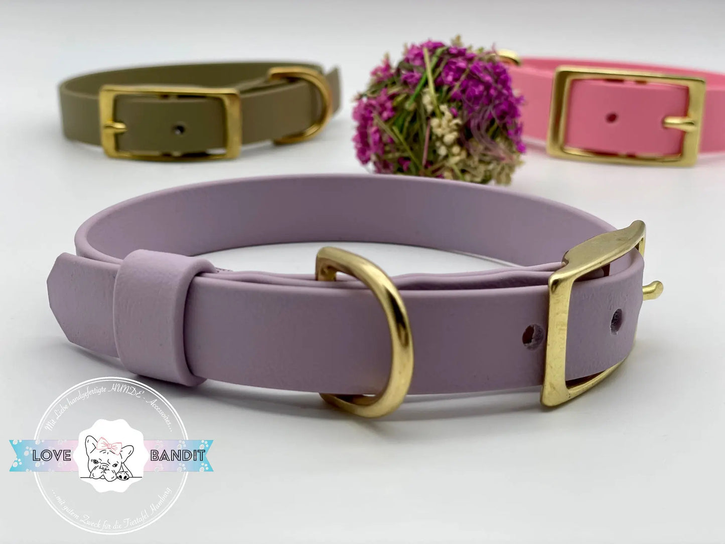 Hundehalsband "Heaven" Pastellfarben aus BioThane® mit Messing VEGAN - LoveBandit