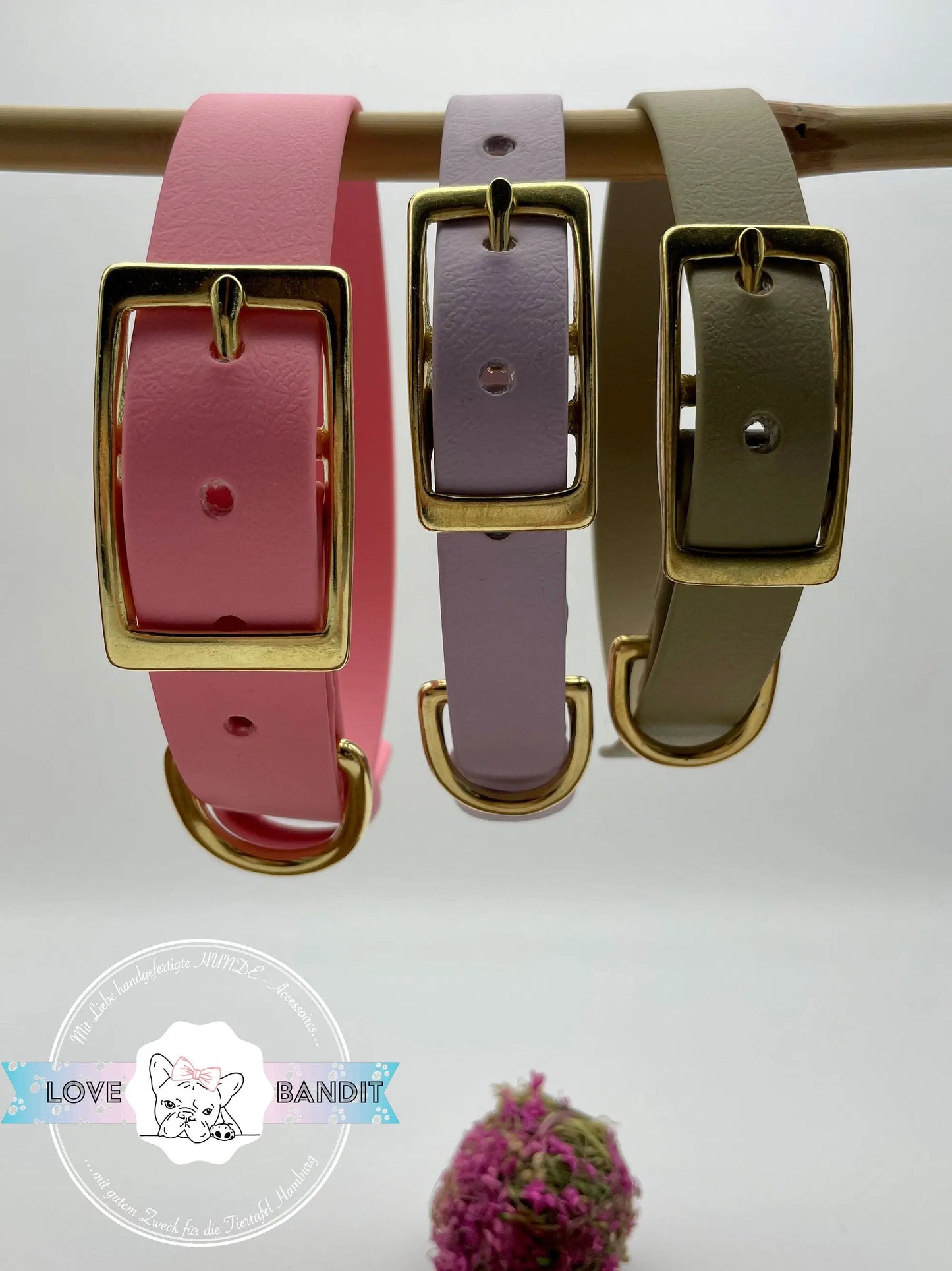 Hundehalsband "Heaven" Pastellfarben aus BioThane® mit Messing VEGAN - LoveBandit