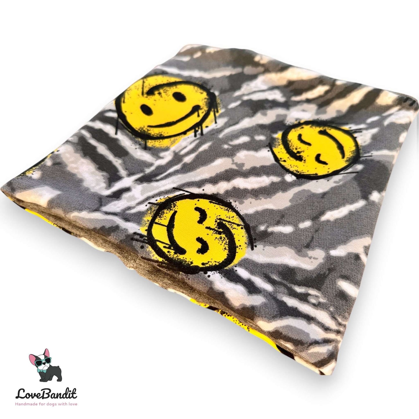 Hundeloop Hundeschal "Smiley" grau gelb - LoveBandit