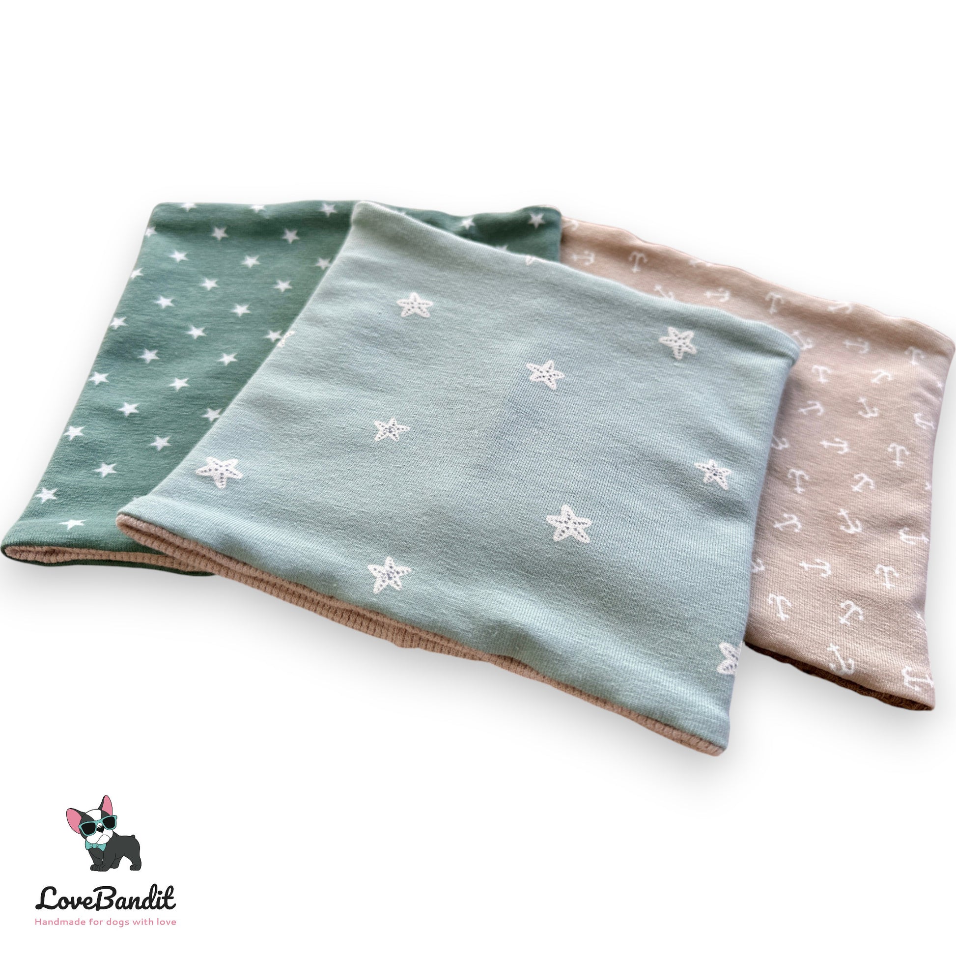 Hundeloop Hundehalstuch Frühling Sommer Seesterne Mint - LoveBandit