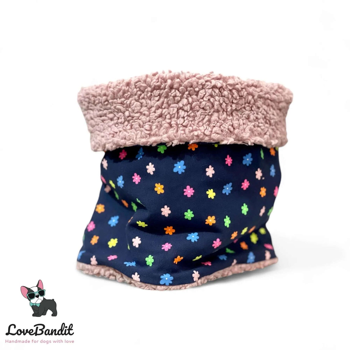 Hundeloop Hundeschal Blümchen Neon Dunkelblau - LoveBandit