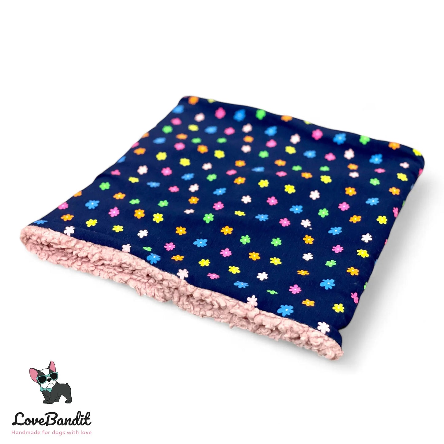 Hundeloop Hundeschal Blümchen Neon Dunkelblau - LoveBandit