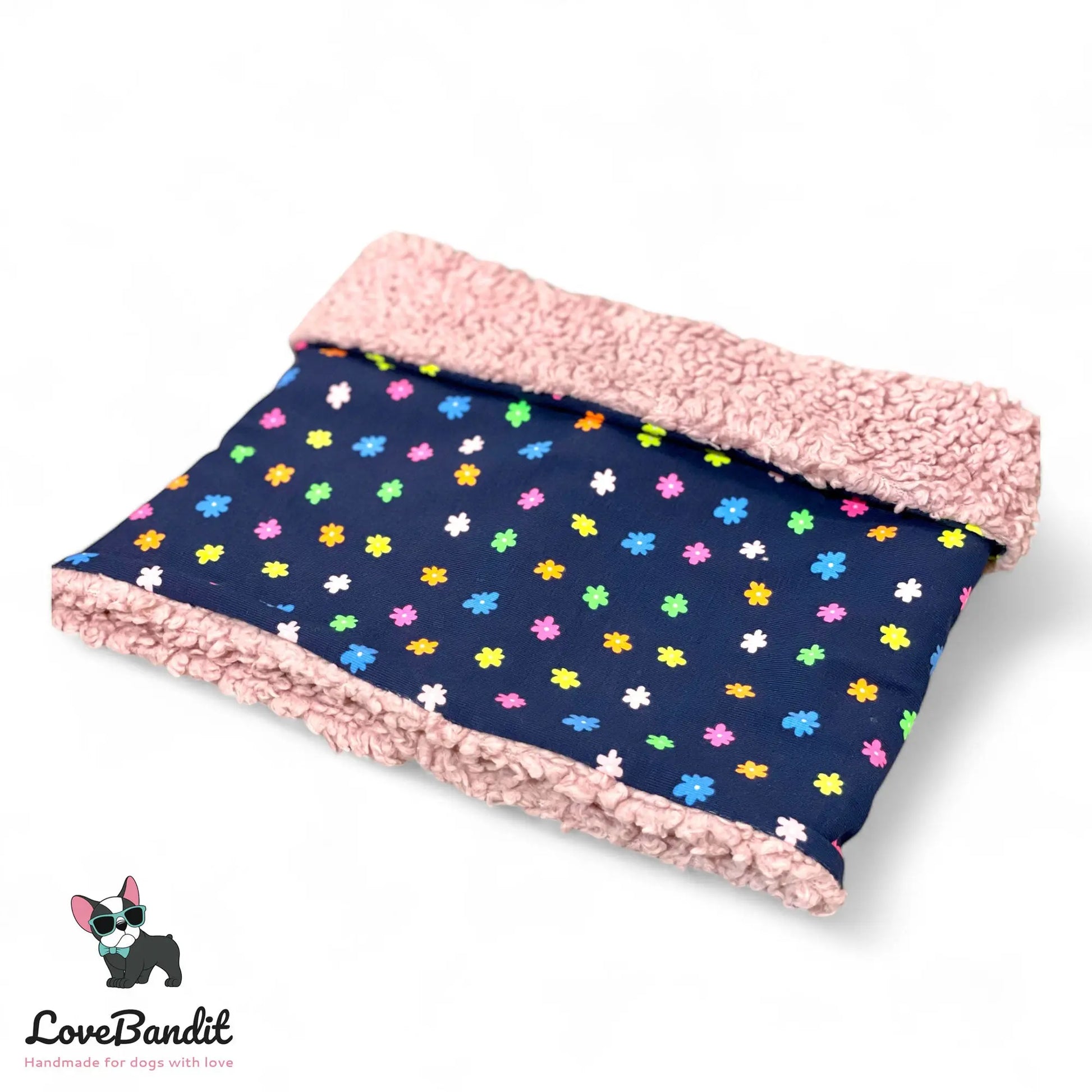 Hundeloop Hundeschal Blümchen Neon Dunkelblau - LoveBandit