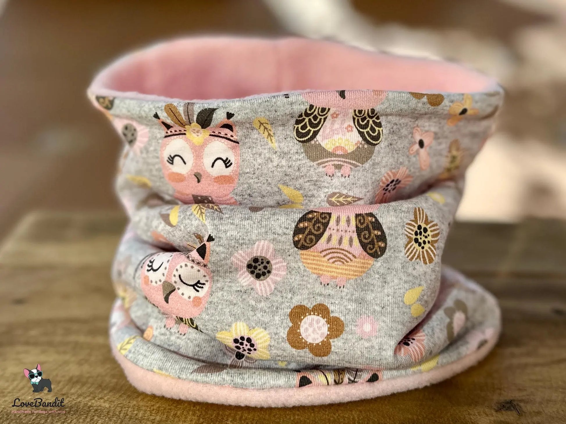 Hundeloop Hundeschal Boho Eulen Graumeliert - LoveBandit