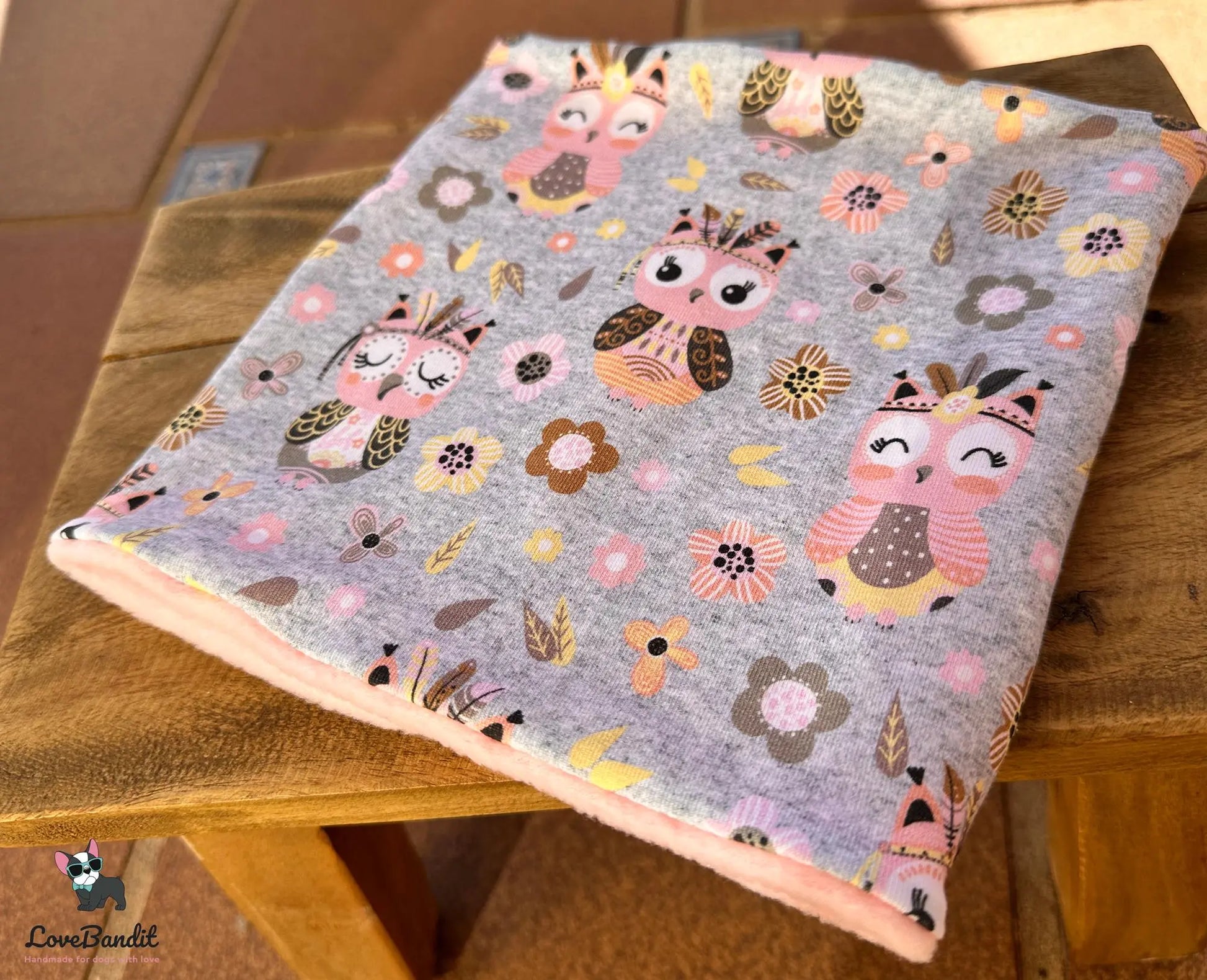 Hundeloop Hundeschal Boho Eulen Graumeliert - LoveBandit
