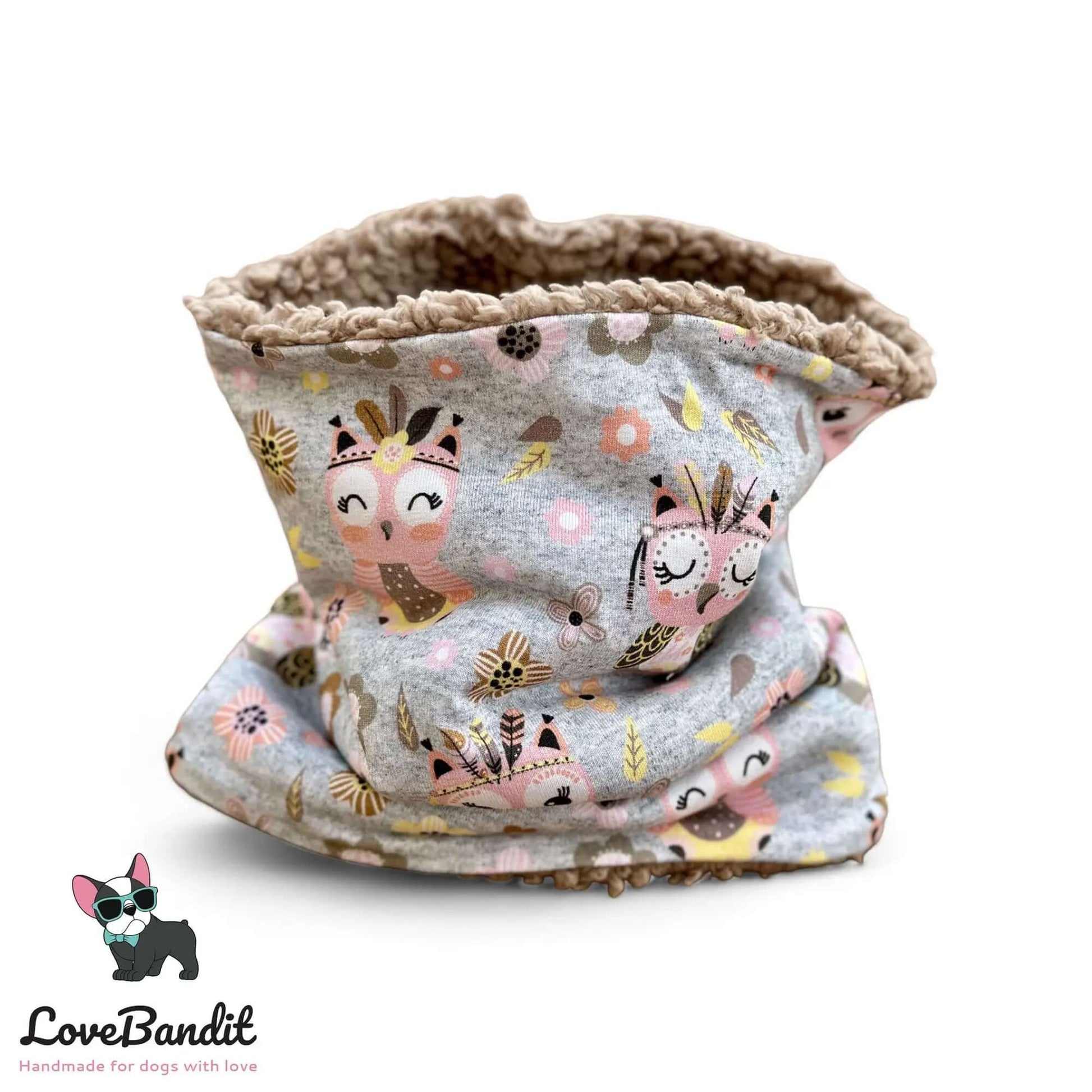 Hundeloop Hundeschal Boho Eulen Graumeliert - LoveBandit