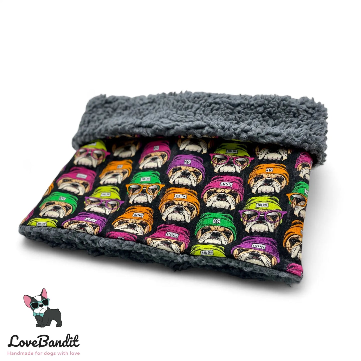 Hundeloop Hundeschal Bulldog Neon Schwarz - LoveBandit