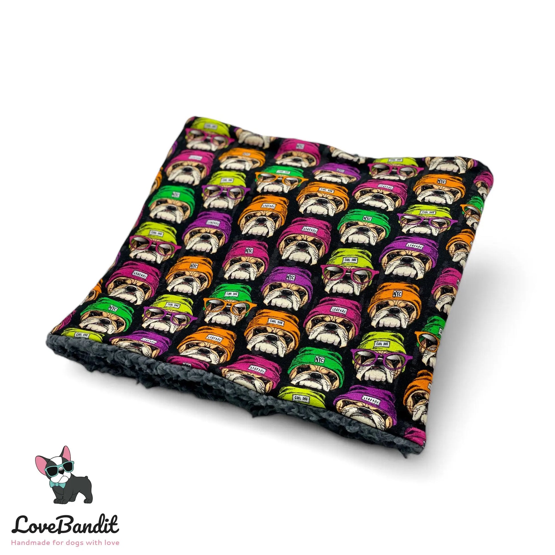 Hundeloop Hundeschal Bulldog Neon Schwarz - LoveBandit