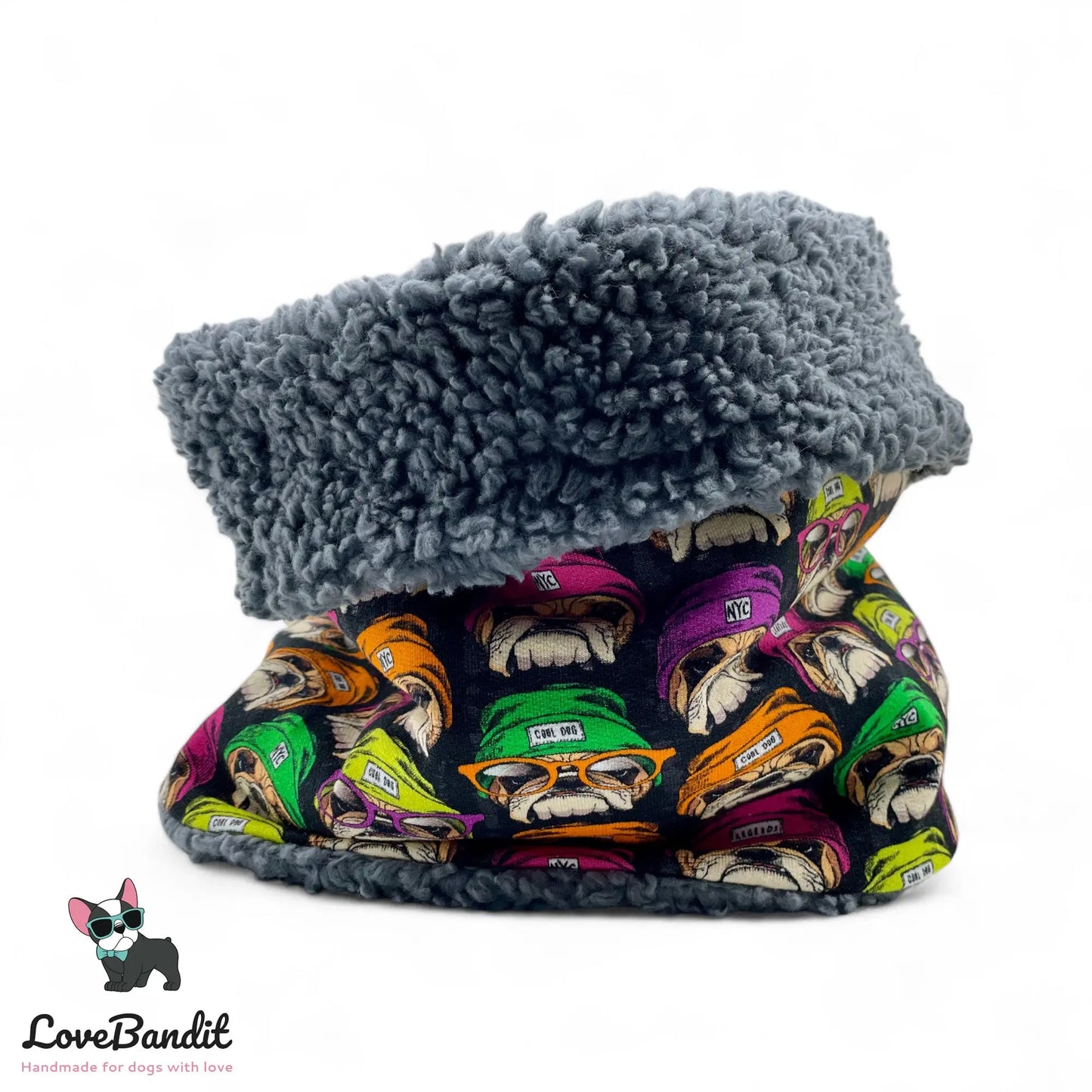 Hundeloop Hundeschal Bulldog Neon Schwarz - LoveBandit