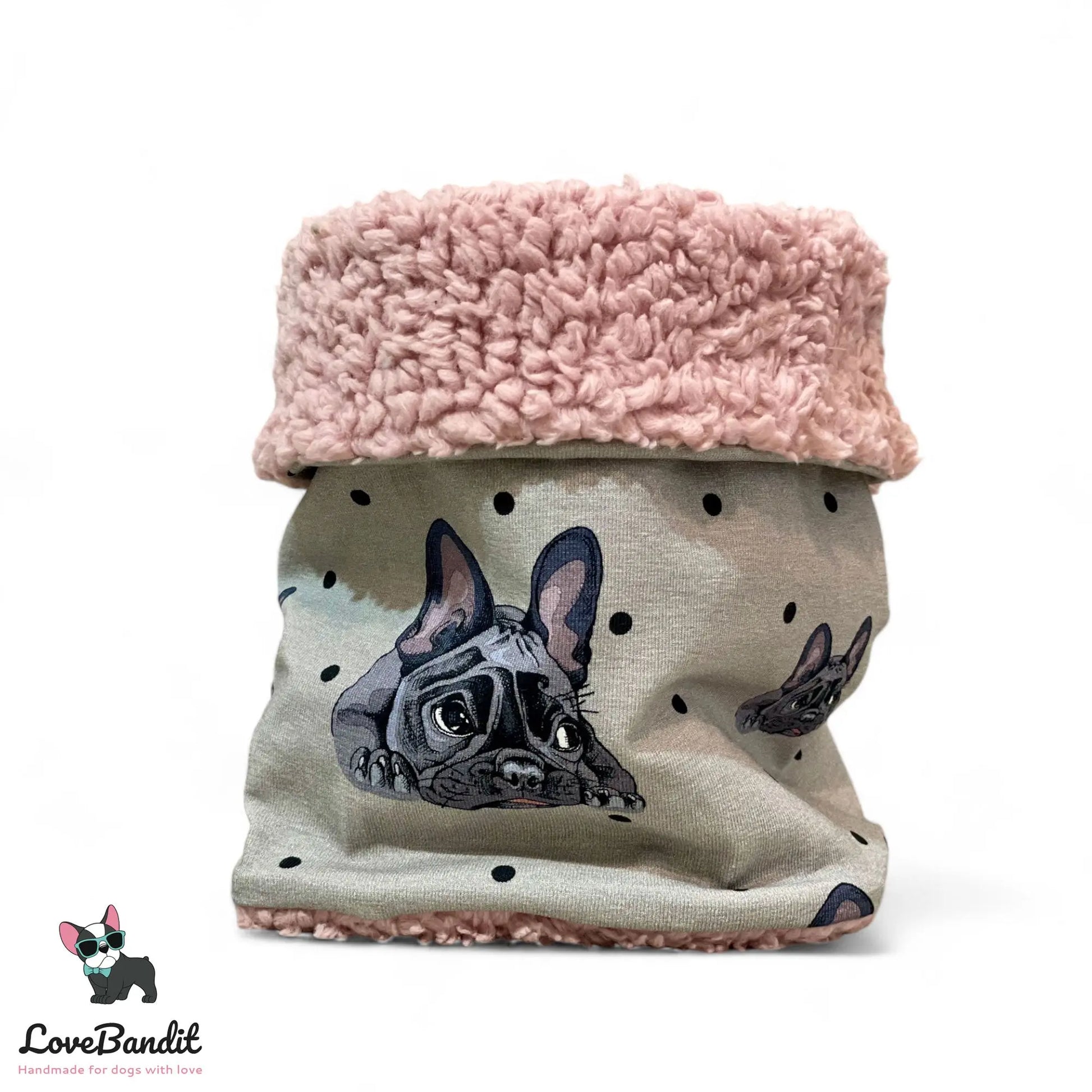 Hundeloop Hundeschal Französische Bulldogge Dots Grau - LoveBandit