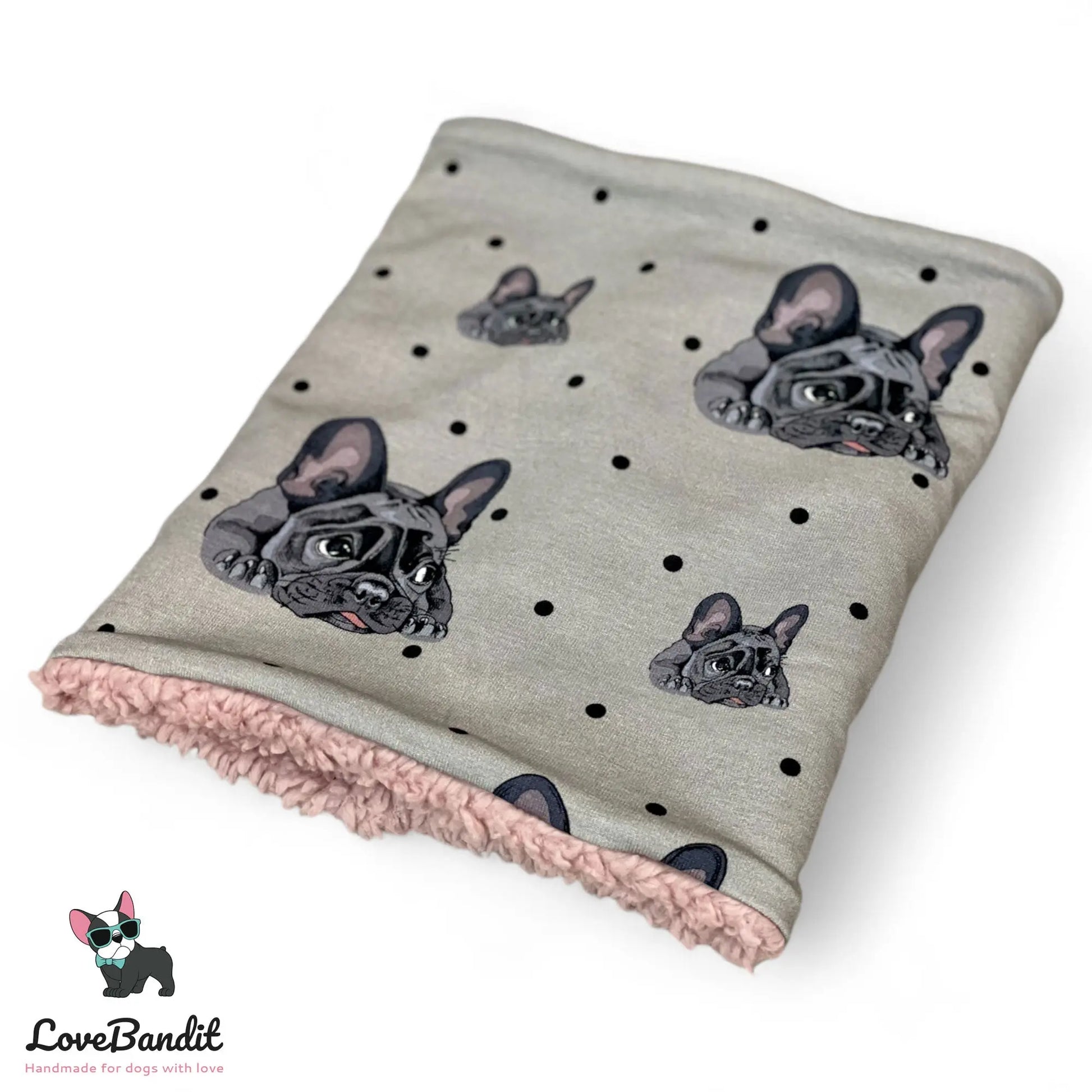 Hundeloop Hundeschal Französische Bulldogge Dots Grau - LoveBandit