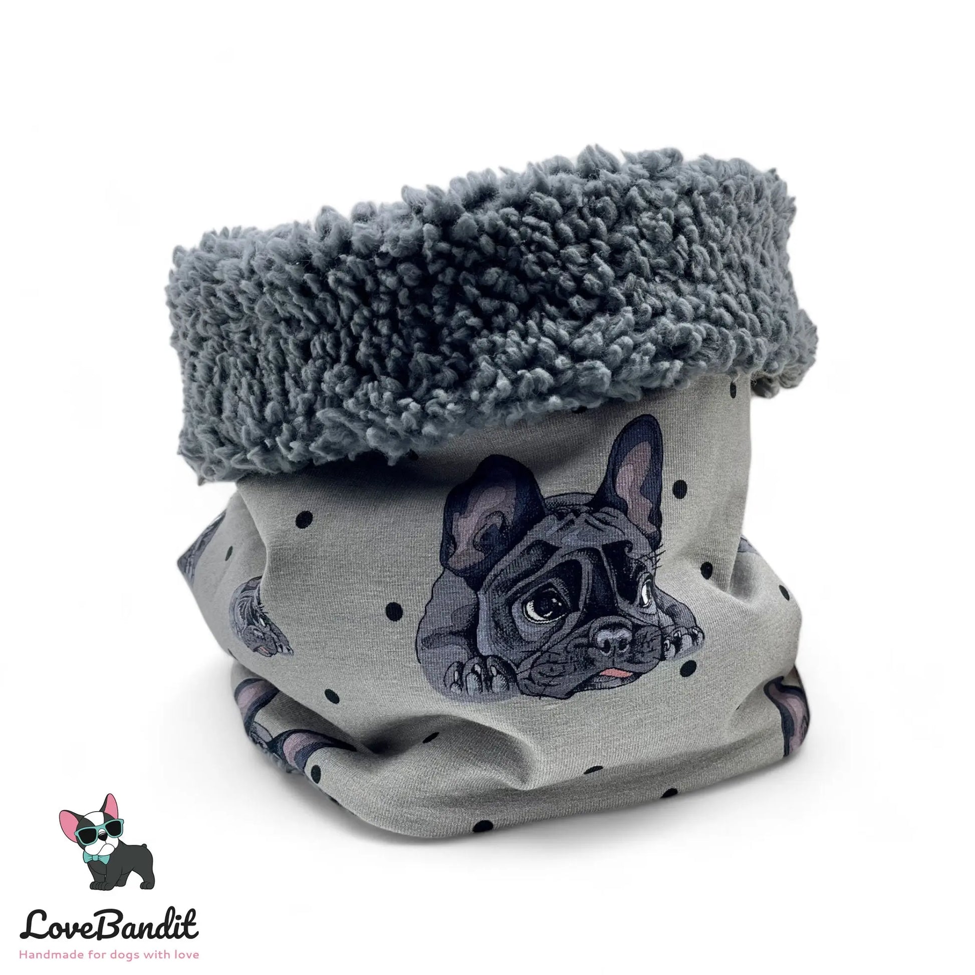 Hundeloop Hundeschal Französische Bulldogge Dots Grau - LoveBandit