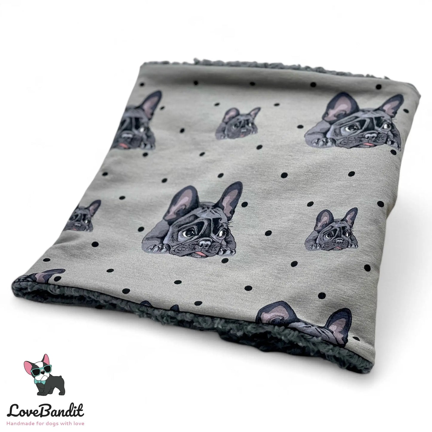 Hundeloop Hundeschal Französische Bulldogge Dots Grau - LoveBandit