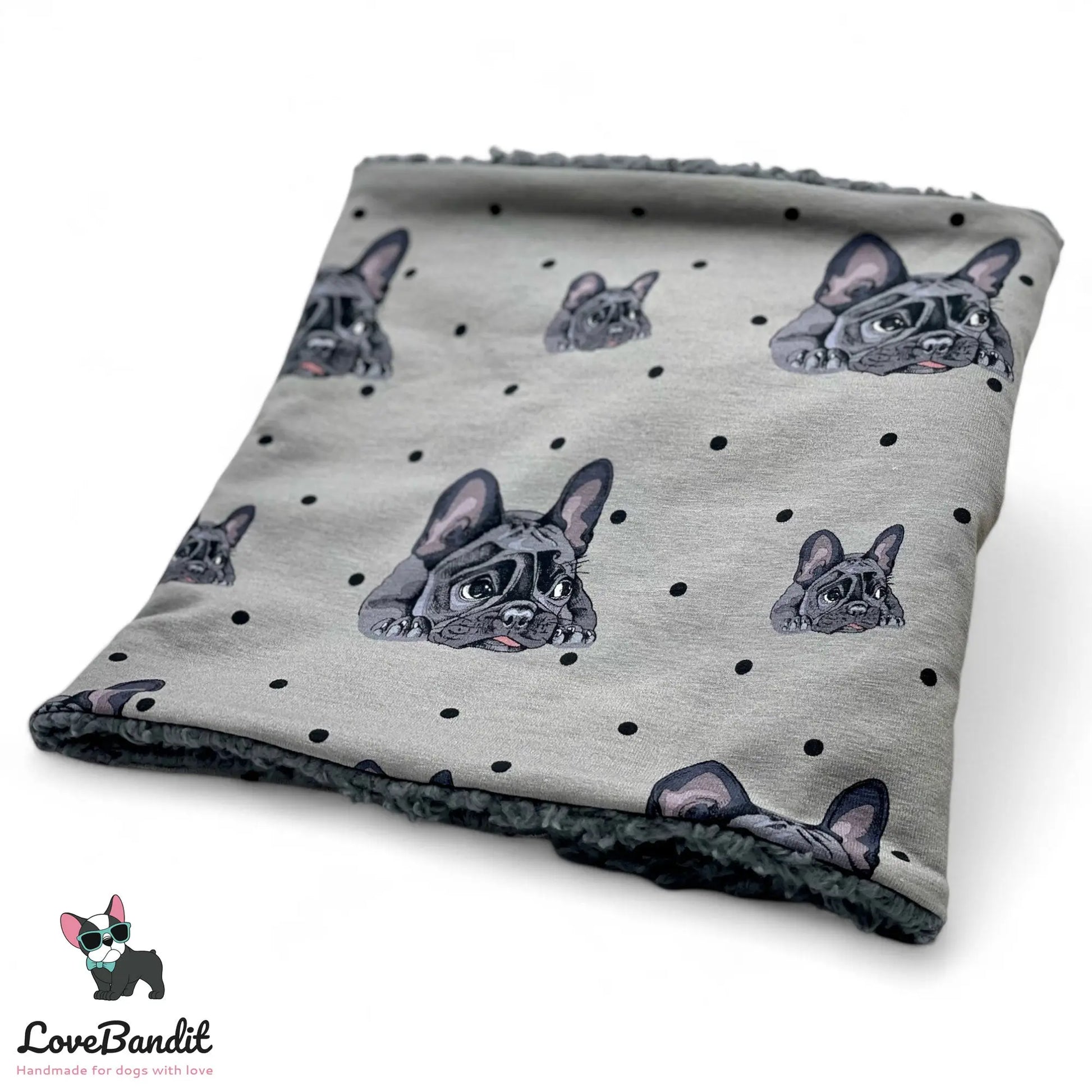 Hundeloop Hundeschal Französische Bulldogge Dots Grau - LoveBandit