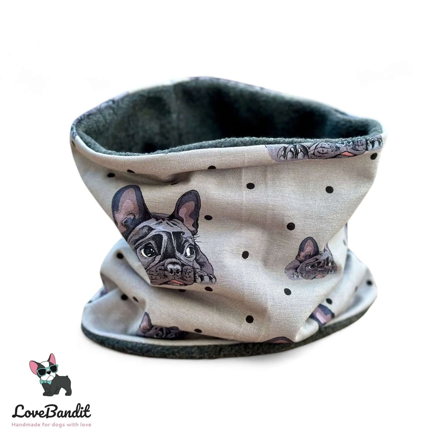 Hundeloop Hundeschal Französische Bulldogge Dots Grau - LoveBandit