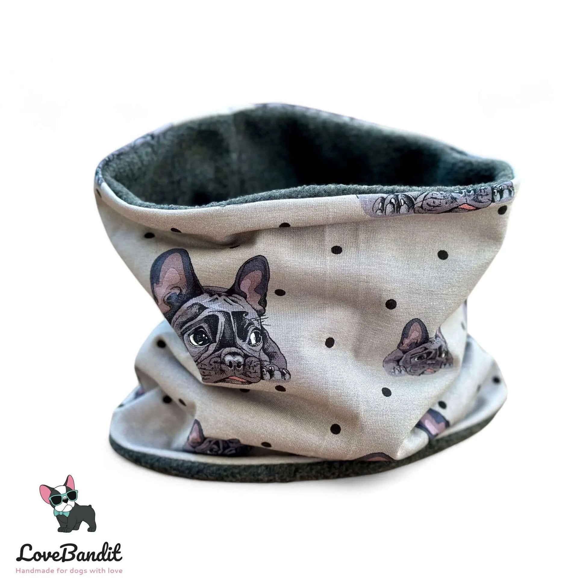 Hundeloop Hundeschal Französische Bulldogge Dots Grau - LoveBandit