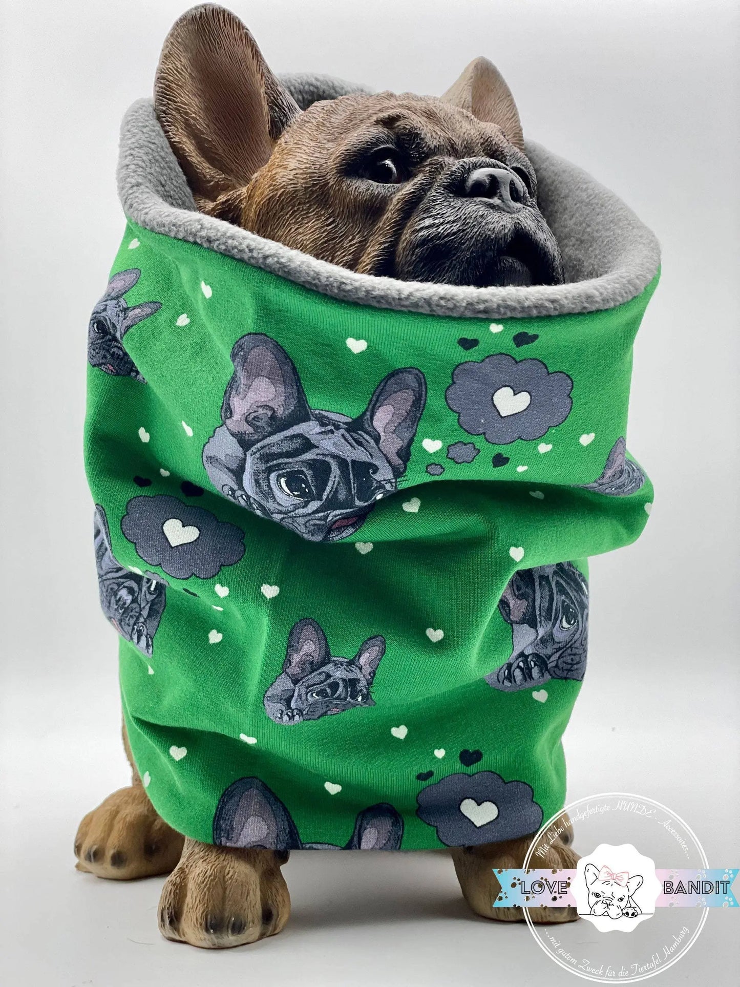 Hundeloop Hundeschal Französische Bulldogge Grün - LoveBandit