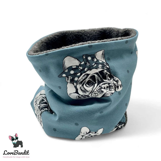 Hundeloop Hundeschal Französische Bulldogge Petrol - LoveBandit